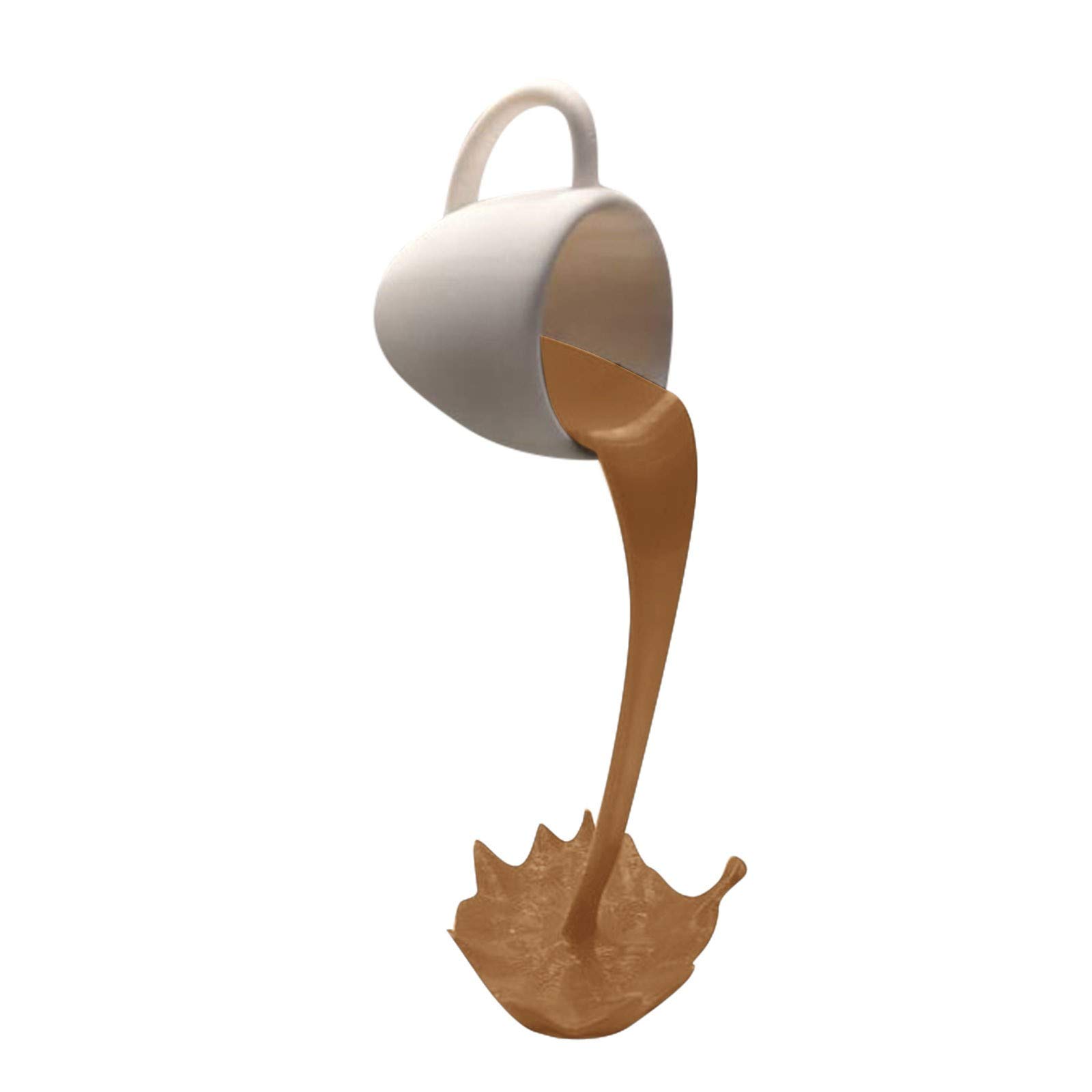 Mini Floating Coffee Cup Mug Sculpture - Funny Magic Pouring Spilling Mug Decor for Bar, Kitchen & Cafe - Novelty Restaurant Art Decorations (Brown) - Perfect for Home, Office & Gift Giving