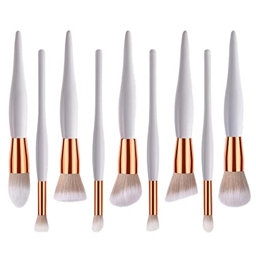 10PCS Professional Makeup Brush Set - Powder, Foundation, Eyeshadow, Lip & Face Brushes Kit for Flawless Makeup Application - Perfect for Daily Use, Travel & Professional Makeup Artists (White)