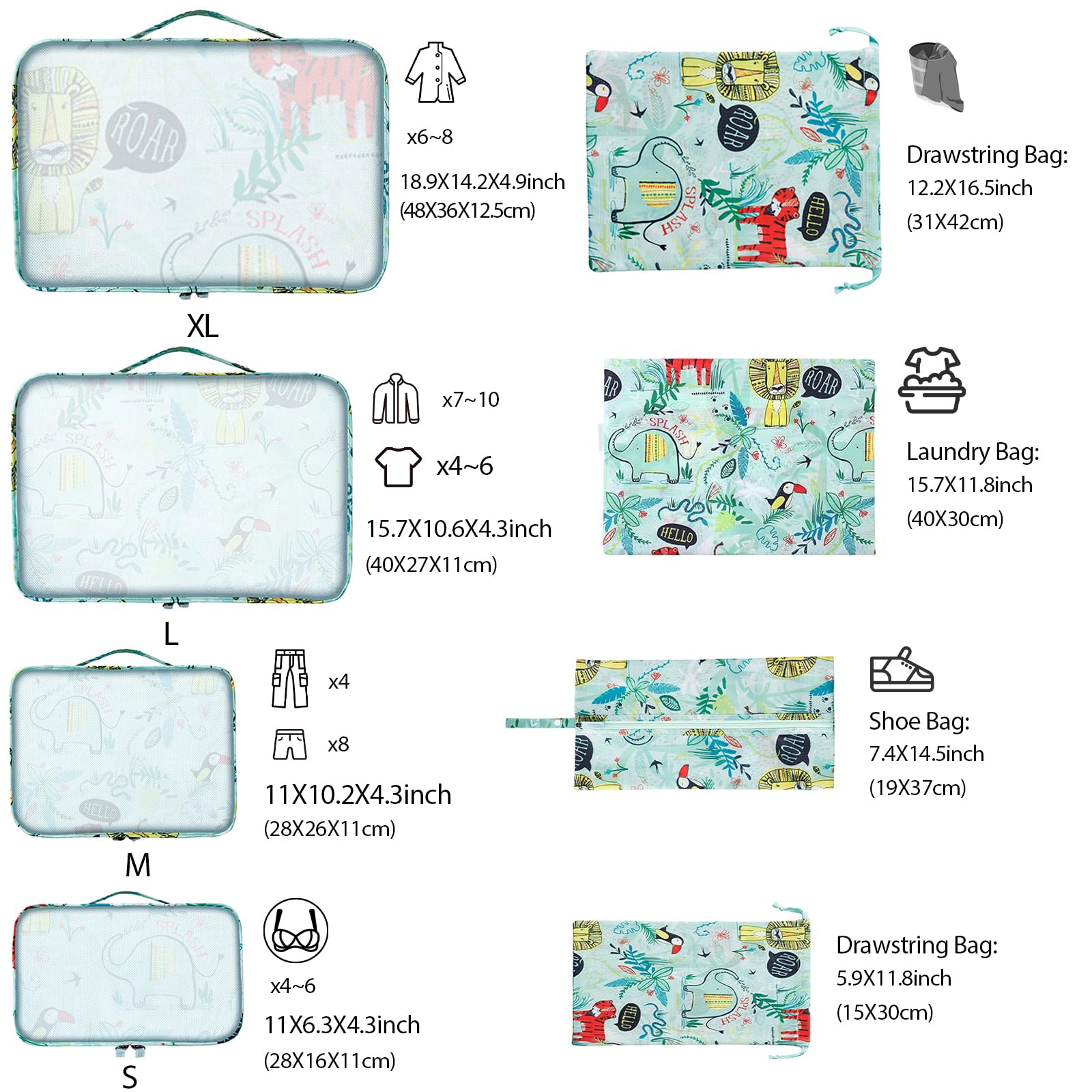 8-Piece Travel Packing Cubes Set - Lightweight Luggage Organizers for Suitcases, Kids & Adults | Perfect for Women's & Girls' Travel Essentials | Ideal for Business Trips, Vacations & Weekend Getaways