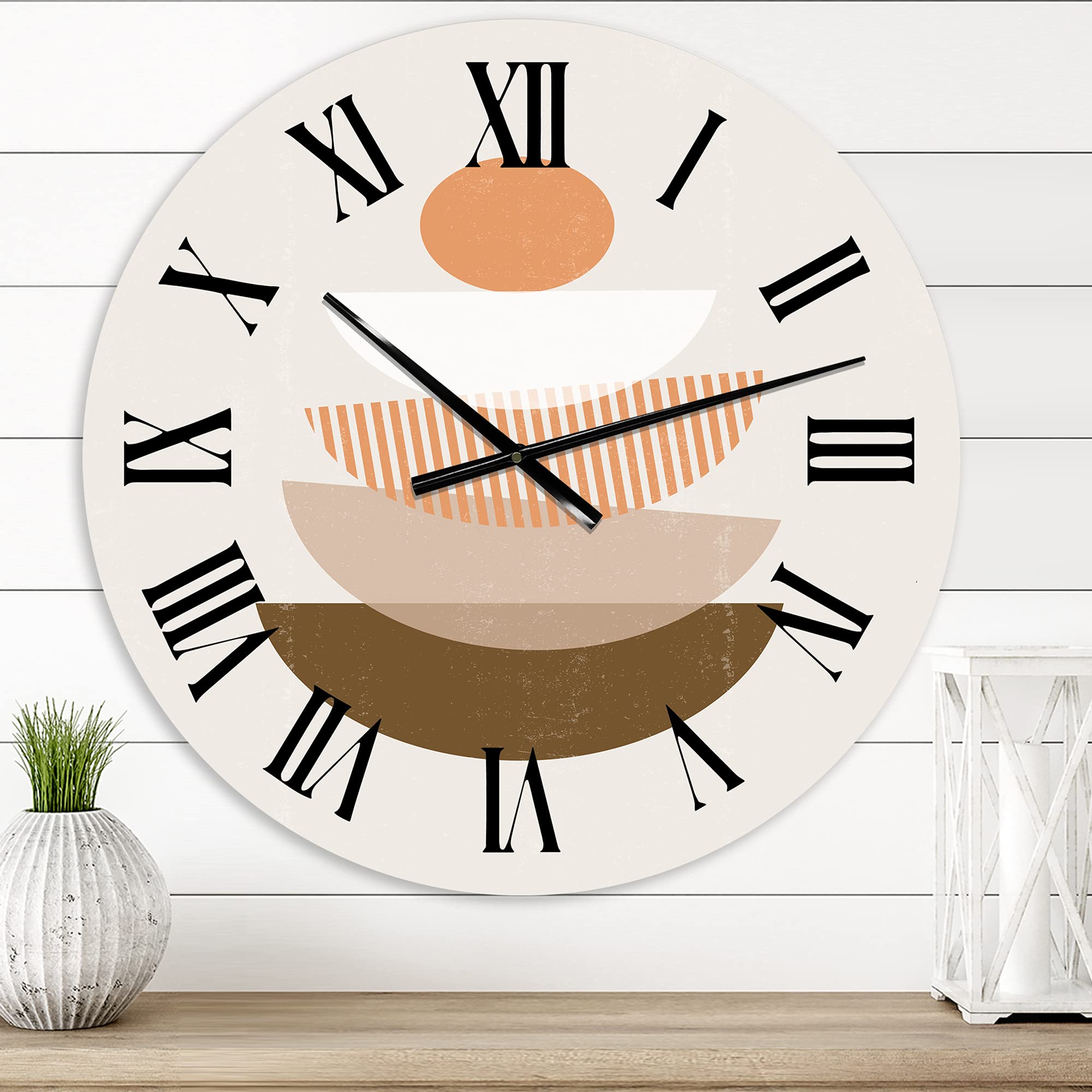 Abstract Sun & Moon Geometric Wall Clock - Modern Terracotta Large Home Decor | Perfect for Living Room, Bedroom & Office