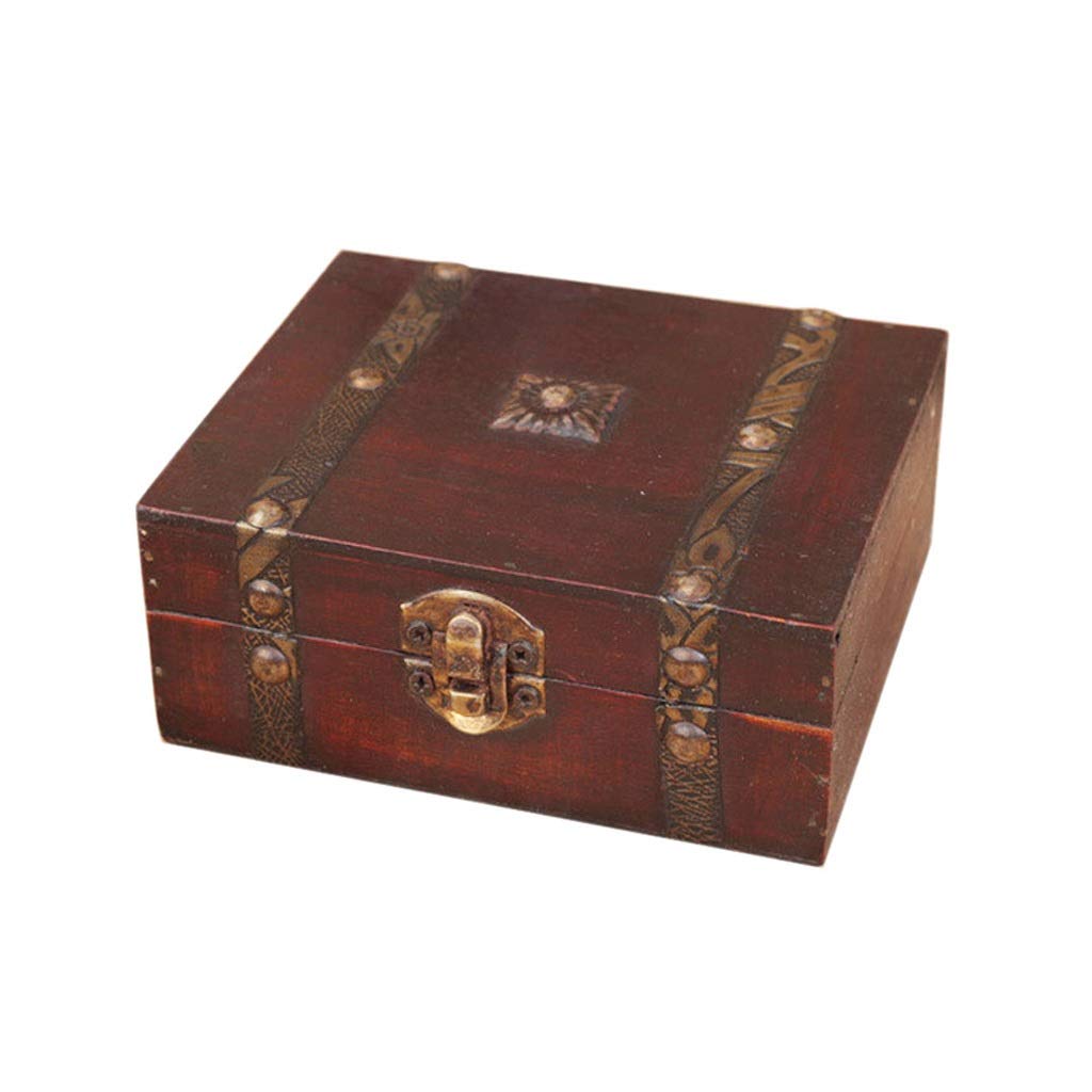 Vintage Wooden Locking Jewelry Box - Handcrafted Wood Treasure Chest for Rings, Necklaces & Trinkets | Portable Jewelry Organizer with Foldable Design | Perfect for Travel, Home Storage & Gift Giving