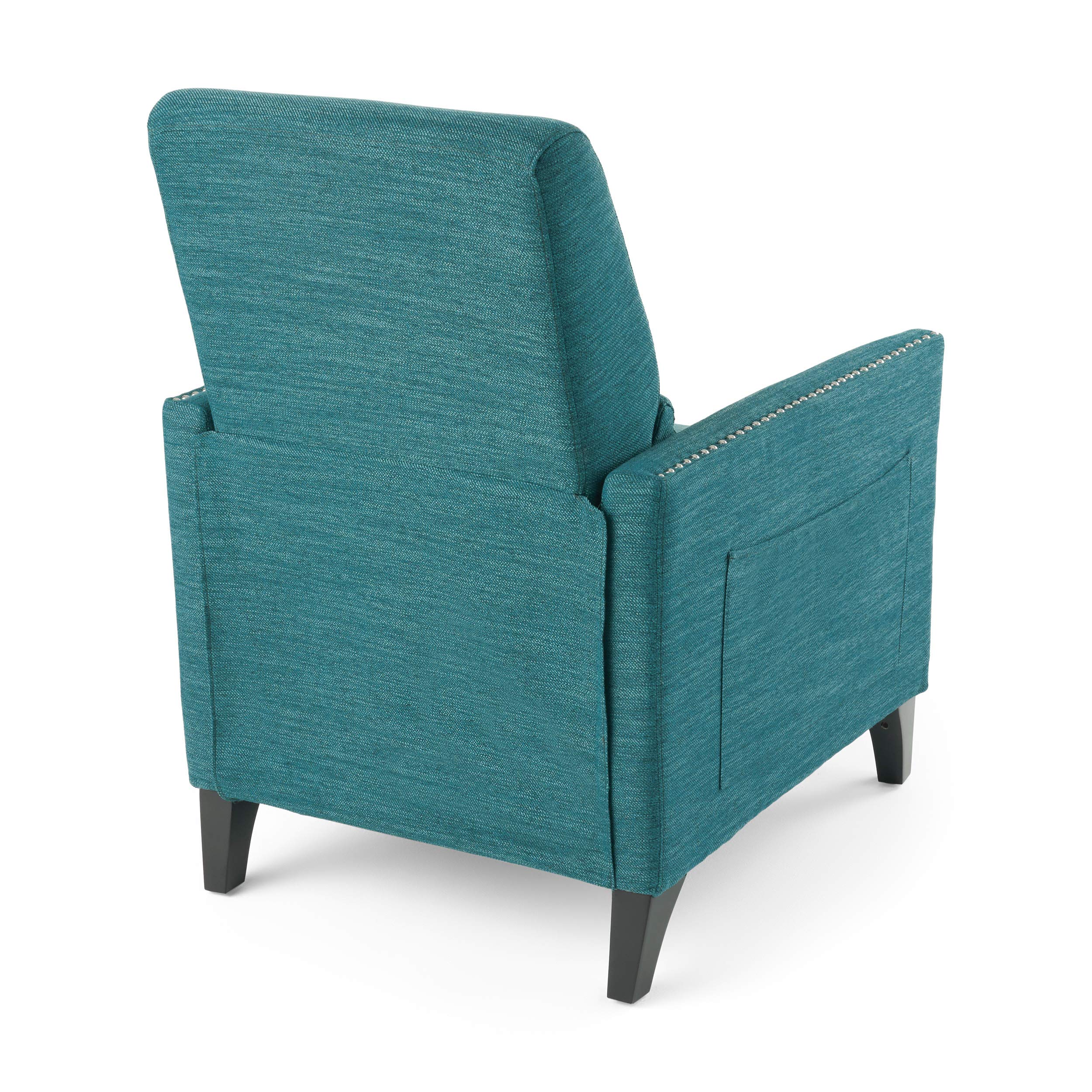 GDFStudio Contemporary Fabric Push Back Recliner Chair - Teal Blue Modern Reclining Sofa for Living Room, Home Theater & Relaxation