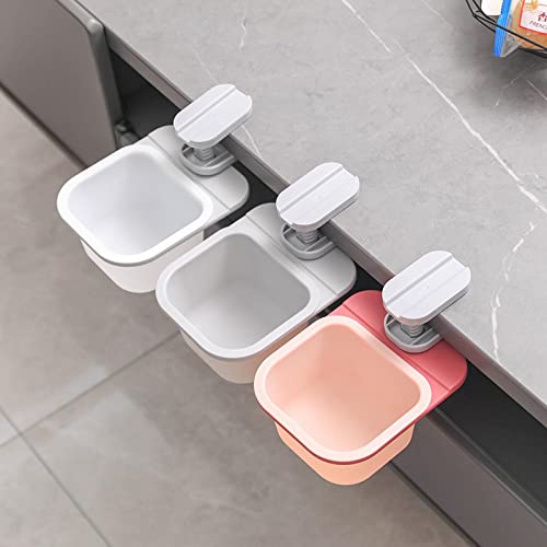 360° Rotating Mini Dining Table with Clip-On Storage Bucket - Multi-Functional Desktop Organizer for Chopsticks, Kitchen Utensils, Small Trash Can & Spit Bone Plate (3-Piece Set, White/Black/Pink) - Perfect for Small Spaces, Dorm Rooms, Kitchen Countertops & Office Desks