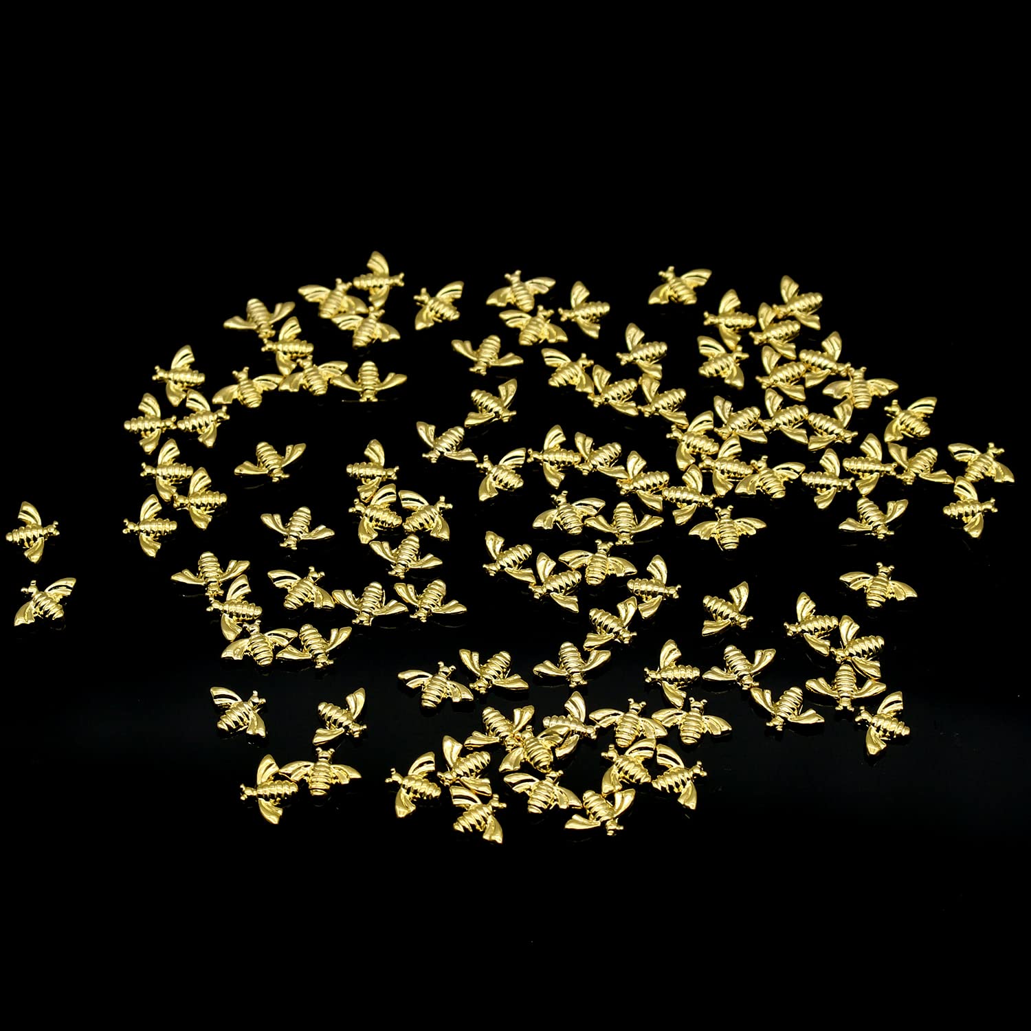 100pcs Gold Bee Nail Charms - 3D Metal Nail Art Studs for Acrylic Nails, Nail Jewelry Decorations - Perfect for DIY Nail Art, Manicures, and Professional Salon Designs