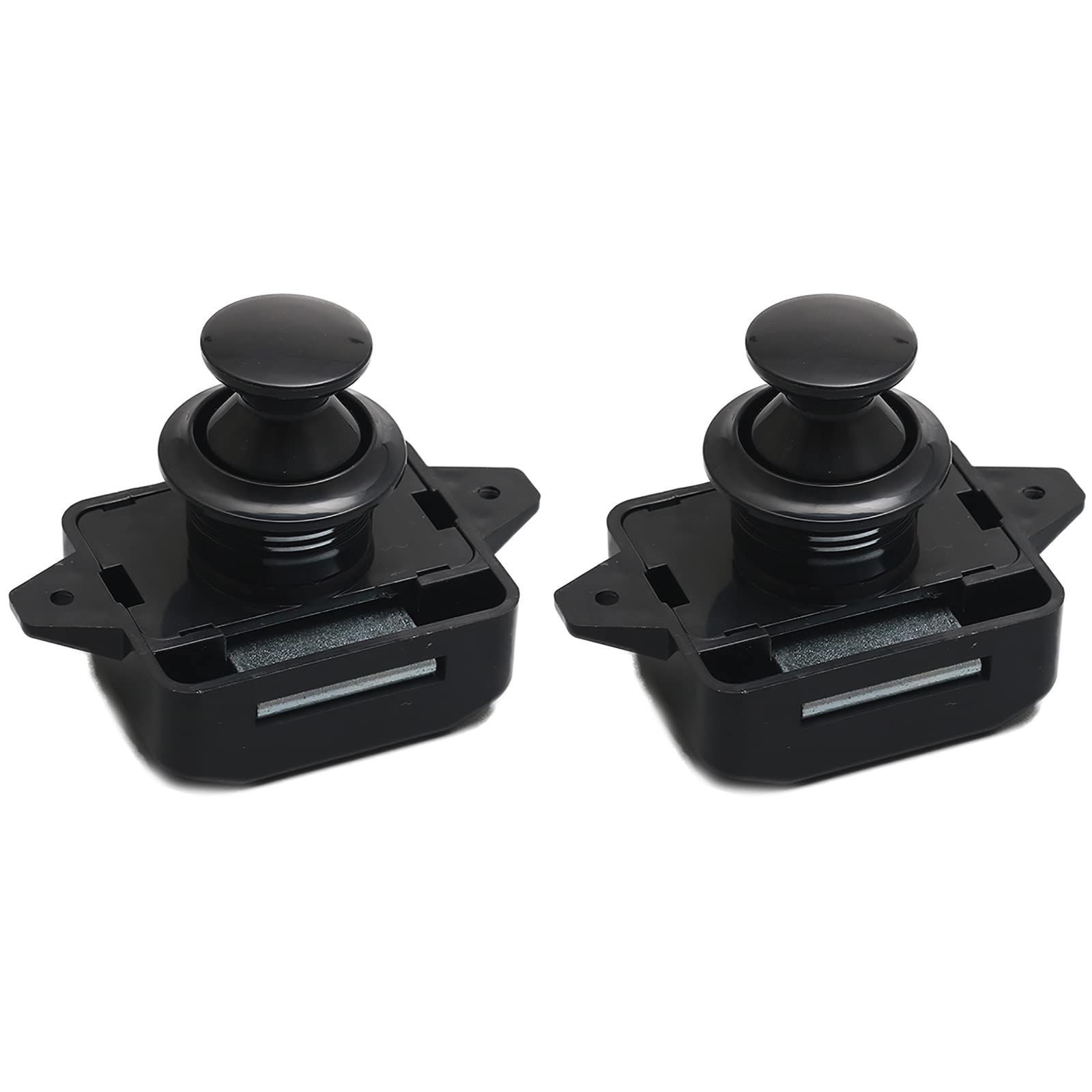 2PCS Black Push Button Cabinet Door Catch Lock - Hidden Handle for RV, Caravan, Motorhome & Furniture Cupboards | Secure & Easy-to-Install Cabinet Hardware for Smooth Door Operation