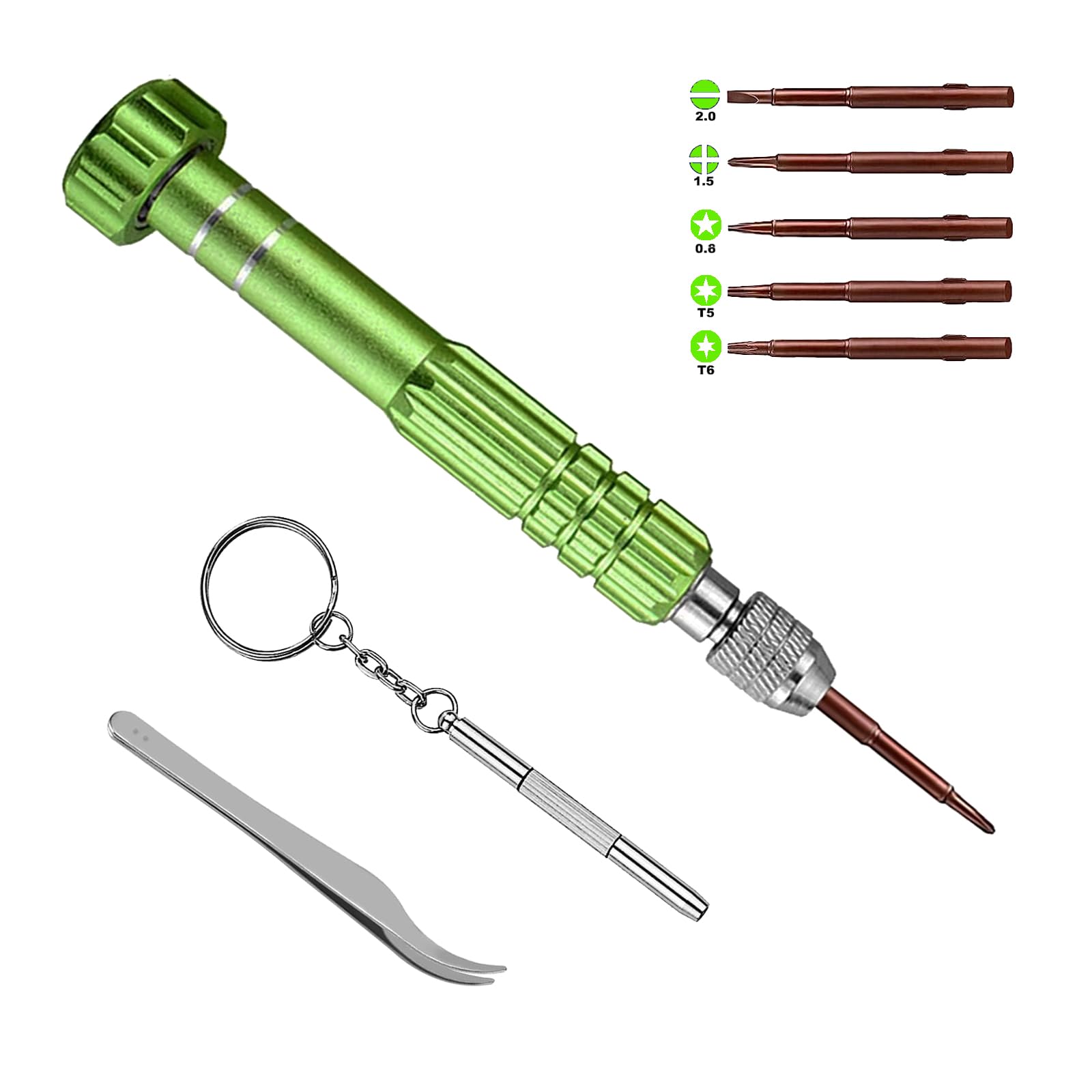 5-in-1 Eyeglass Repair Kit with 3-in-1 Multifunctional Screwdriver Set | Premium Phone, Sunglasses, Watch & Electronics Repair Tools | Compact & Portable for Home, Office & Travel (Green)