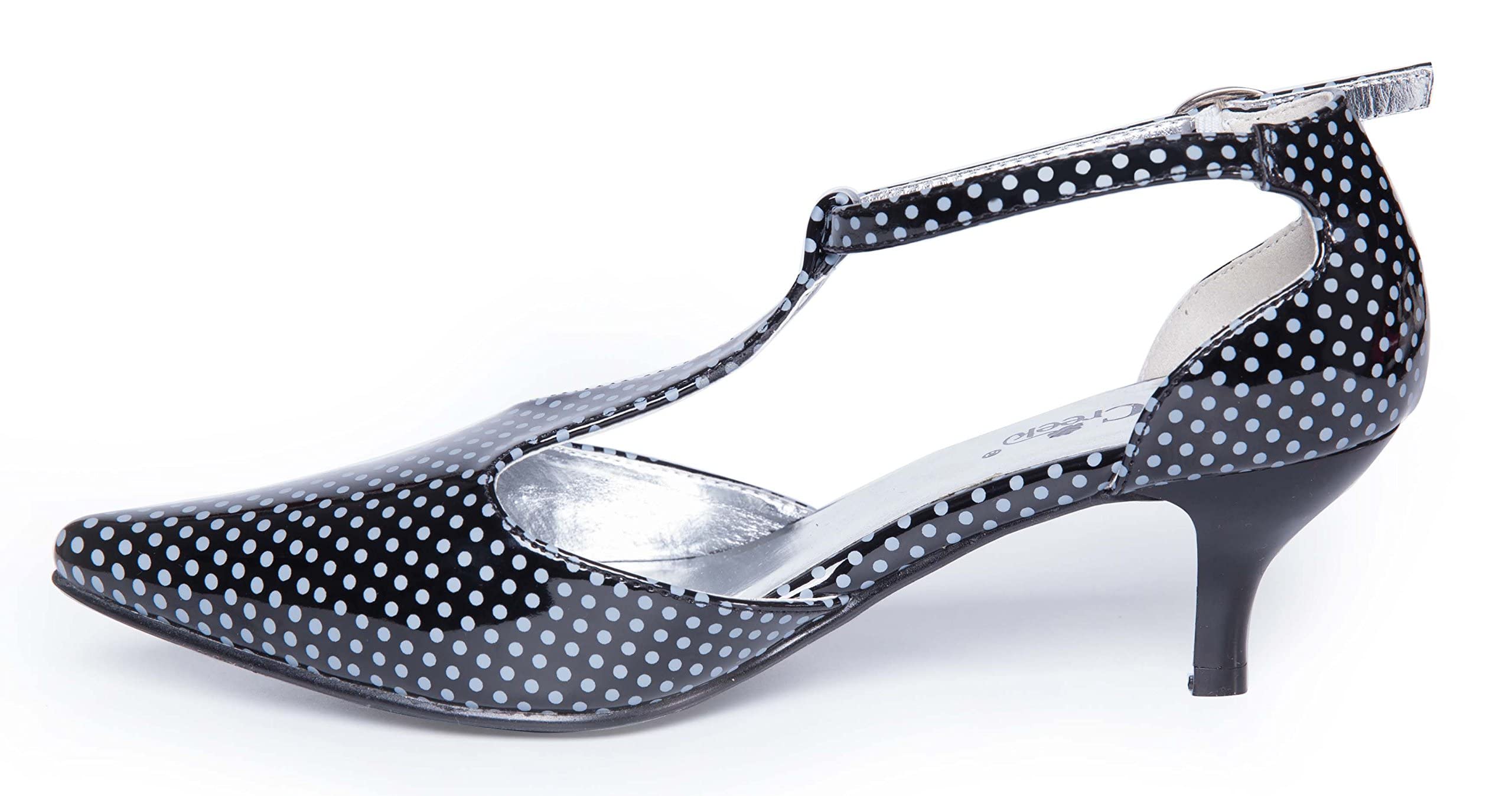 ANN CREEK Women's 'Merida' T-Strap Kitten Heel Sandals - Patent PU Dress Pumps for Weddings, Parties & Office Wear - Comfortable Women's Dress Shoes for Formal Occasions