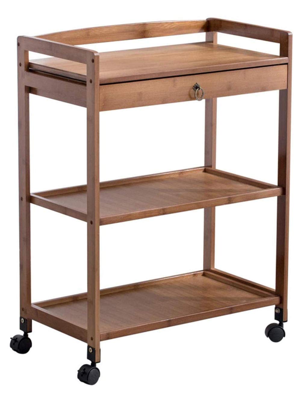 3-Tier Serving Cart with Guardrail - Kitchen & Living Room Storage Trolley, Mobile Cabinet for Home Organization | Perfect for Dining, Entertaining & Small Space Storage