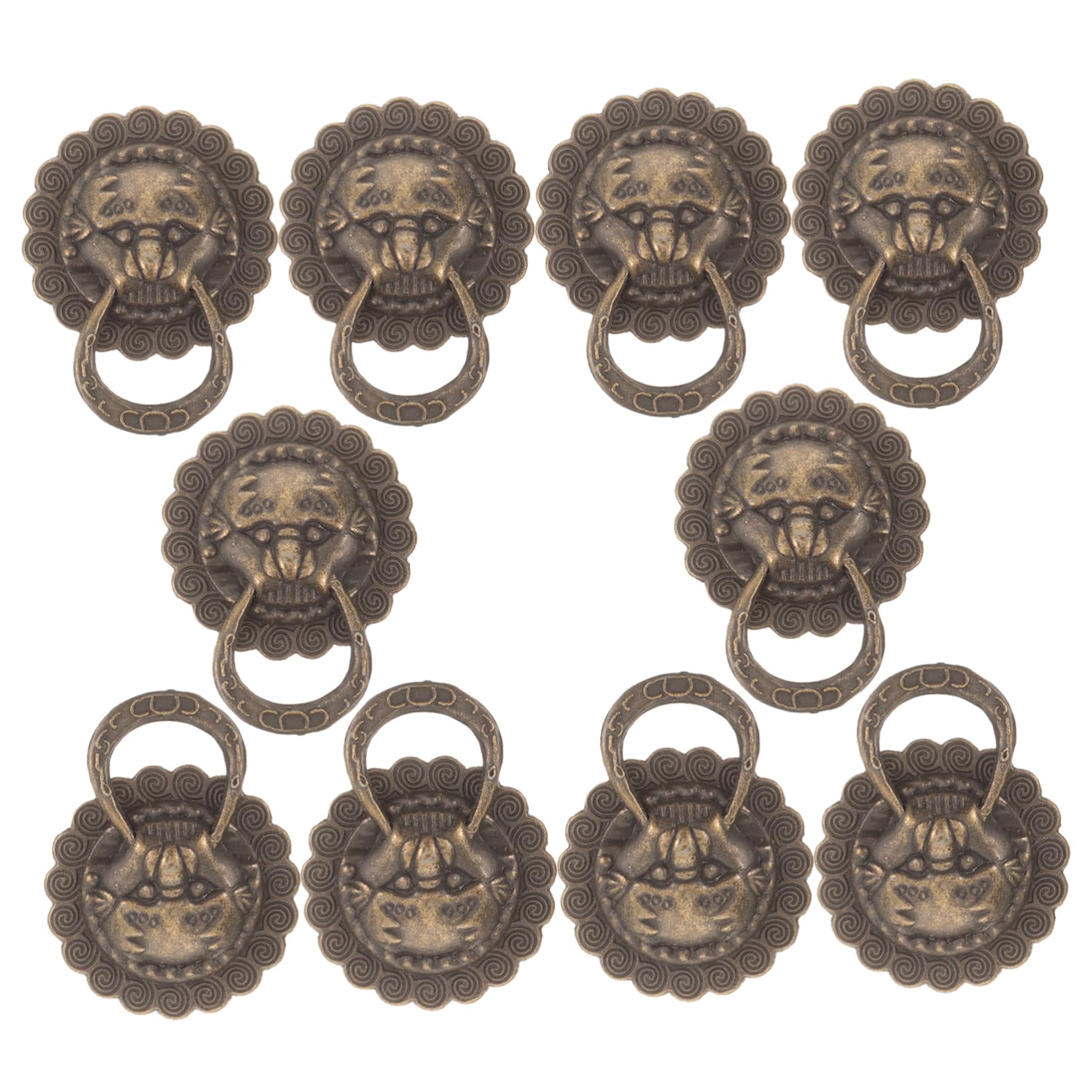 Vintage Lion Head Knobs - 10pcs Antique Drawer Handles for Cabinets & Dressers