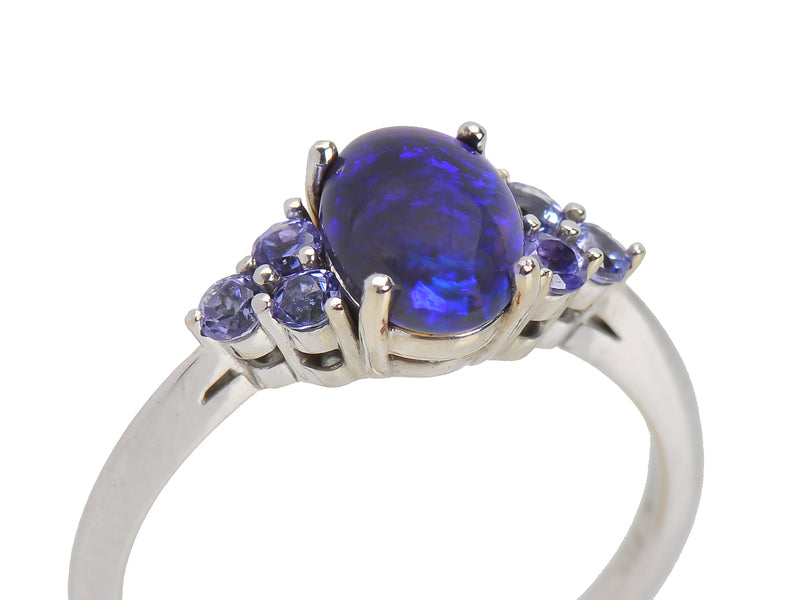 Vintage Black Opal Tanzanite Ring - 925 Sterling Silver Handmade Jewelry for Women, Elegant Gemstone Engagement & Wedding Band | Perfect for Anniversary Gifts, Date Night & Special Occasions