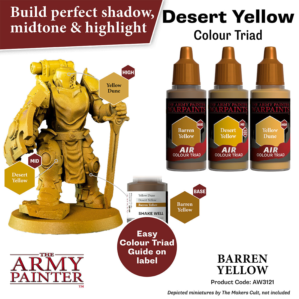 Warpaints Air: Barren Yellow - Premium Matte Acrylic Paint for Miniatures & Models - Perfect for War Gaming, Tabletop RPGs, and Hobby Painting
