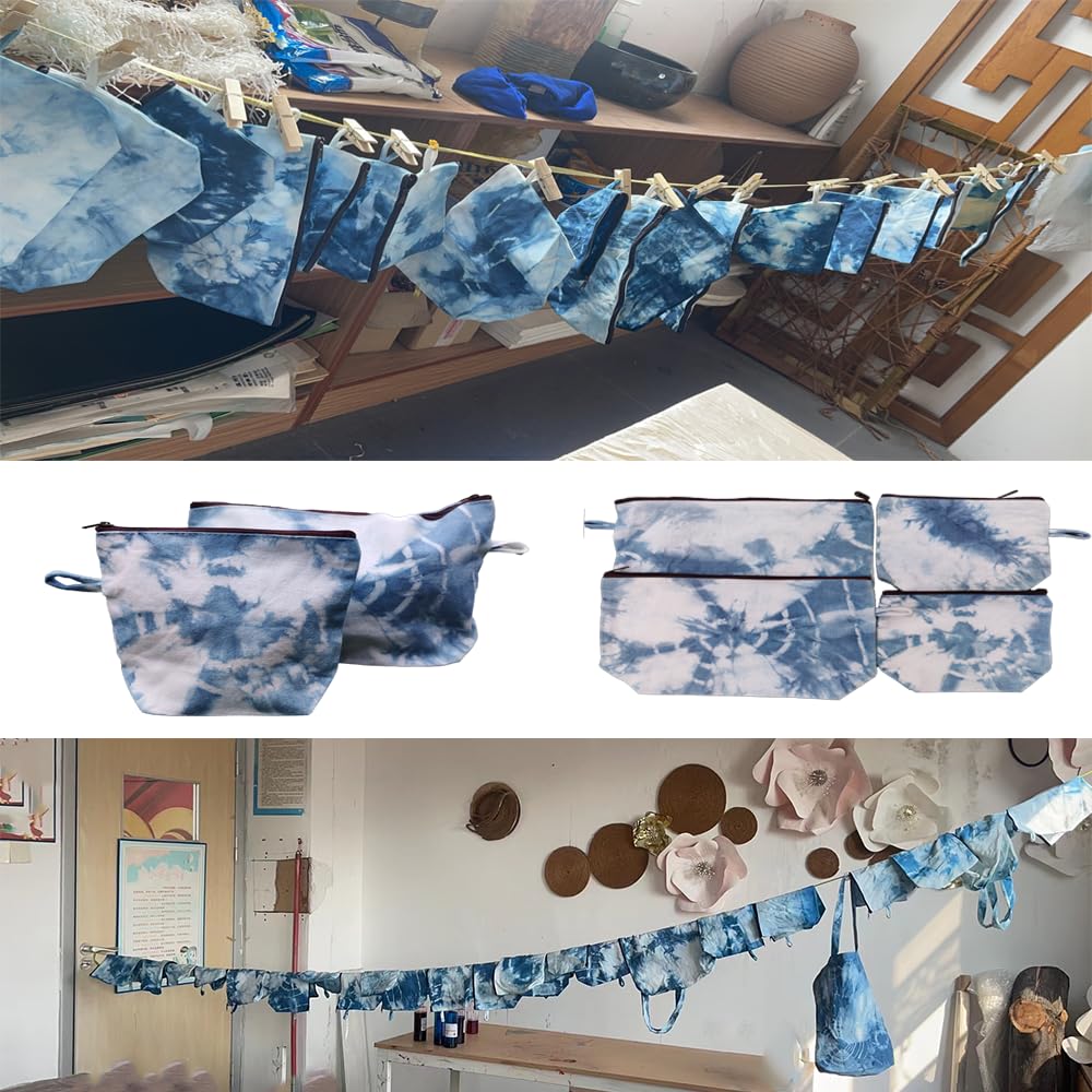 2 Pcs Handmade Natural Linen Makeup & Toiletry Bag with Zipper - Unique Tie Dye Travel Storage Pouch for Cosmetics, Shaving Kit & Grooming Essentials | Perfect for Vacation, Camping & Daily Organizer