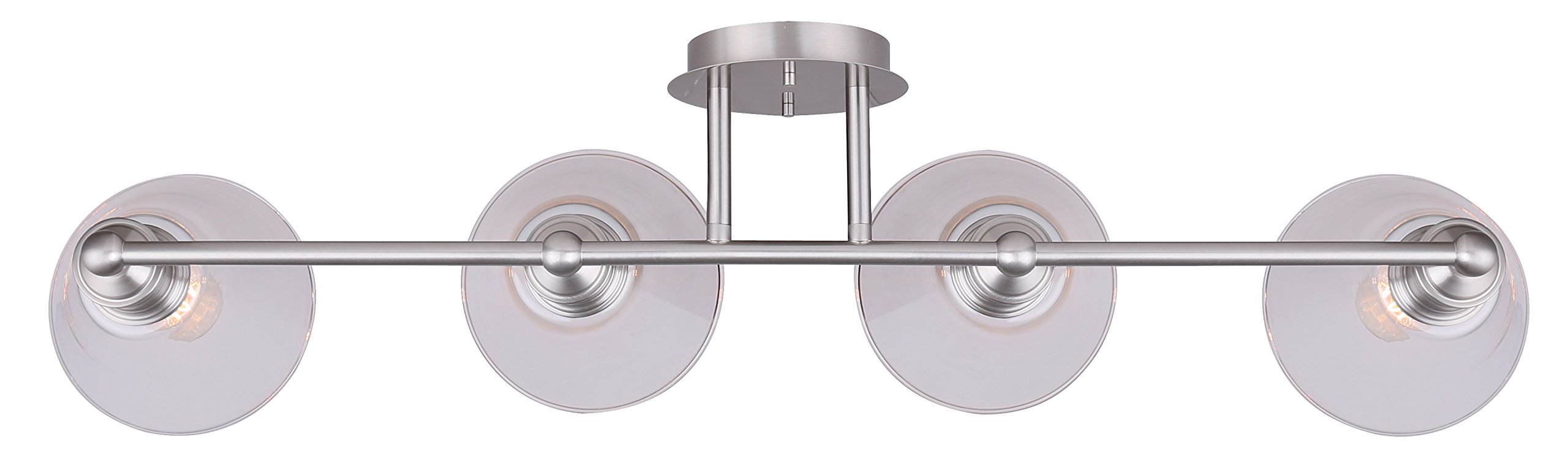 CANARM IVL628A04BN LTD Larken 4-Light Bathroom Vanity Light Fixture, Brushed Nickel Finish with Clear Glass Shades - Perfect for Bathroom, Powder Room, and Dressing Room Lighting