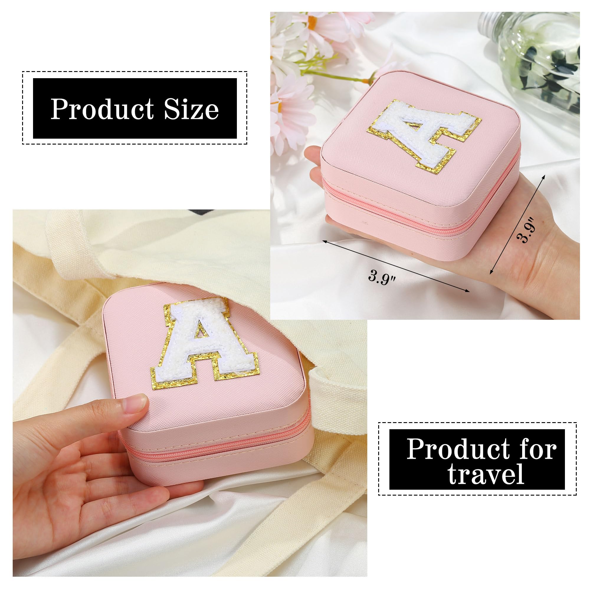 Parima Travel Jewelry Organizer for Women - Pink Letter V | Compact Jewelry Case for Necklaces, Earrings & Rings | Perfect Travel Accessories & Gifts for Women | Great for Vacations, Business Trips & Daily Use
