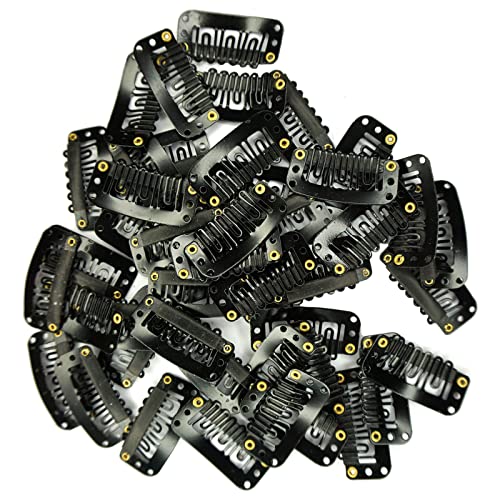 60 Pcs Black U-Shape Wig Clips - 6 Teeth Stainless Steel Snap Clips for Hair Extensions, Wigs & DIY Hairpieces with Rubber Grips | Secure Hold for Cosplay, Daily Styling & Salon Use