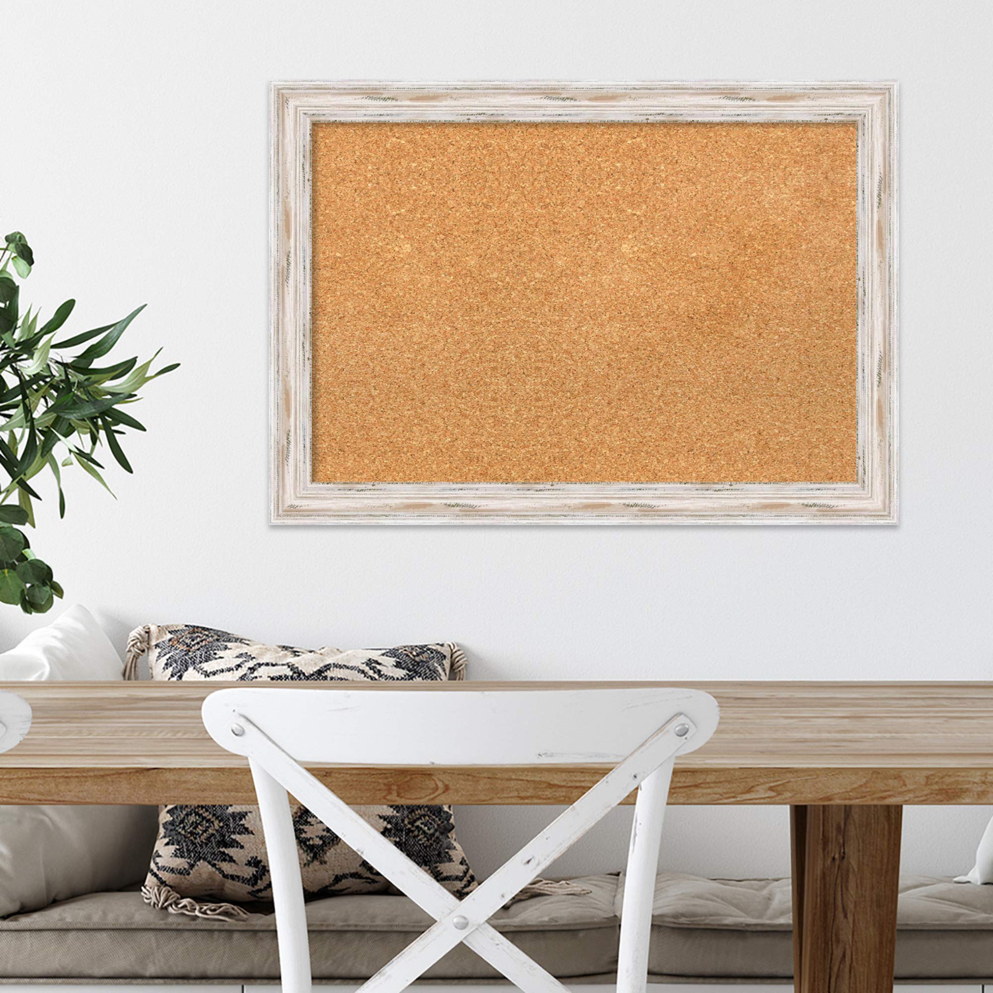 Amanti Art 19x27 Natural Cork Board with White Wood Frame - Vision Board, Office Decor & Home Organization Pinboard | Perfect for Displaying Photos, Notes & Reminders in Home, Office or Coastal Decor