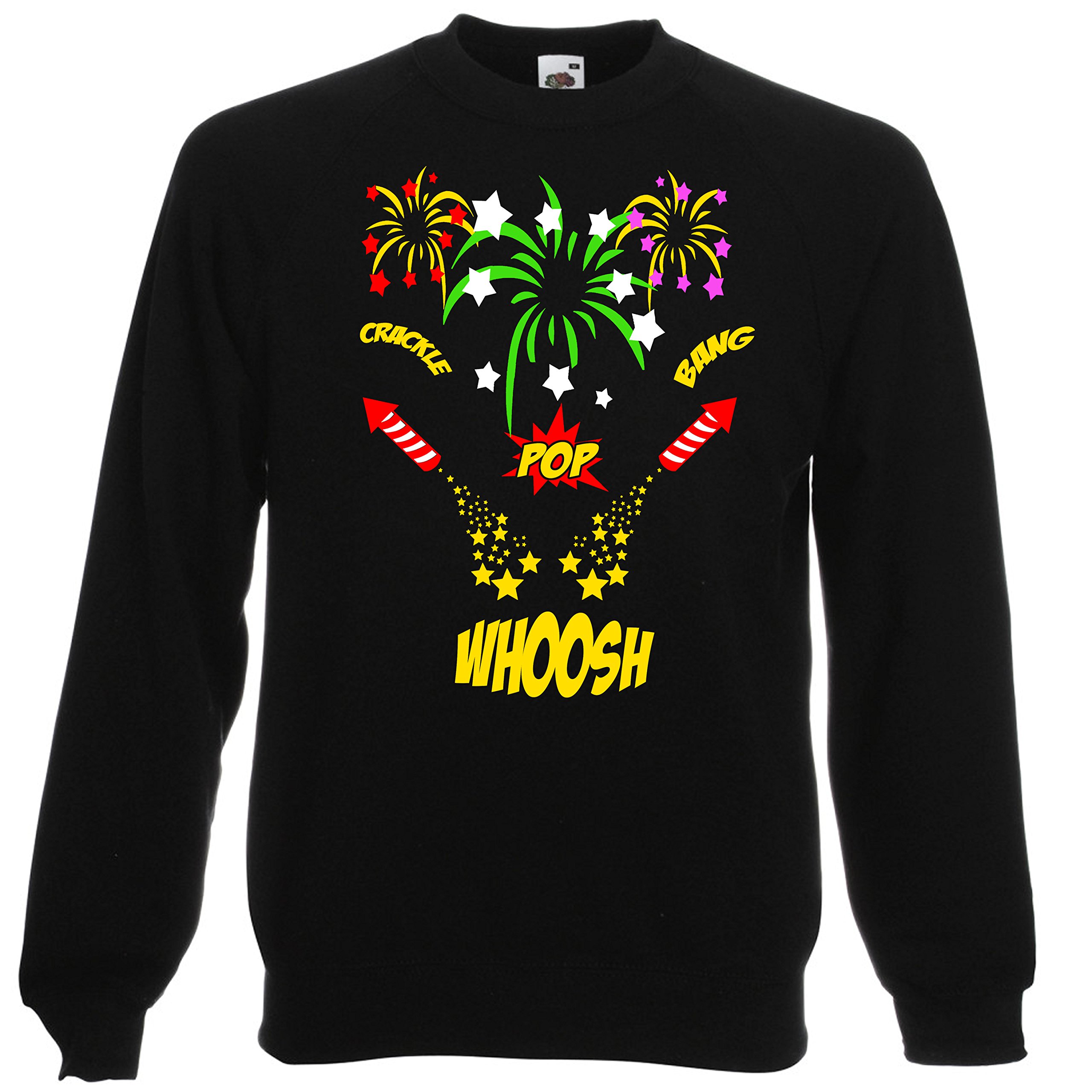 Pixelated Jetstream Fireworks Graphic Sweatshirt - 潮流像素风烟火印花卫衣，适合日常休闲、节日派对和户外活动