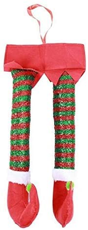 2 Pack Premium Hanging Elf & Santa Legs Christmas Decorations - Festive Car & Fireplace Ornaments for Holiday Cheer (Perfect for Vehicle Windows & Mantel Decor)
