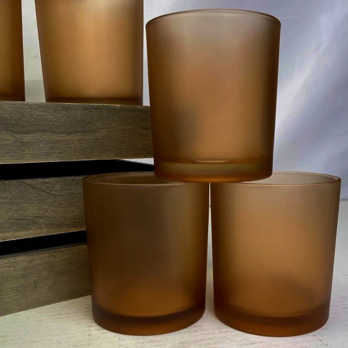 10 Pack Brown Frosted Glass Votive Tealight Candle Holders - Elegant Wedding Centerpieces, Christmas Party Decor, Bridal Shower & Valentine's Day Decorations - Perfect for Romantic Dinners, Holiday Tablescapes and Special Events