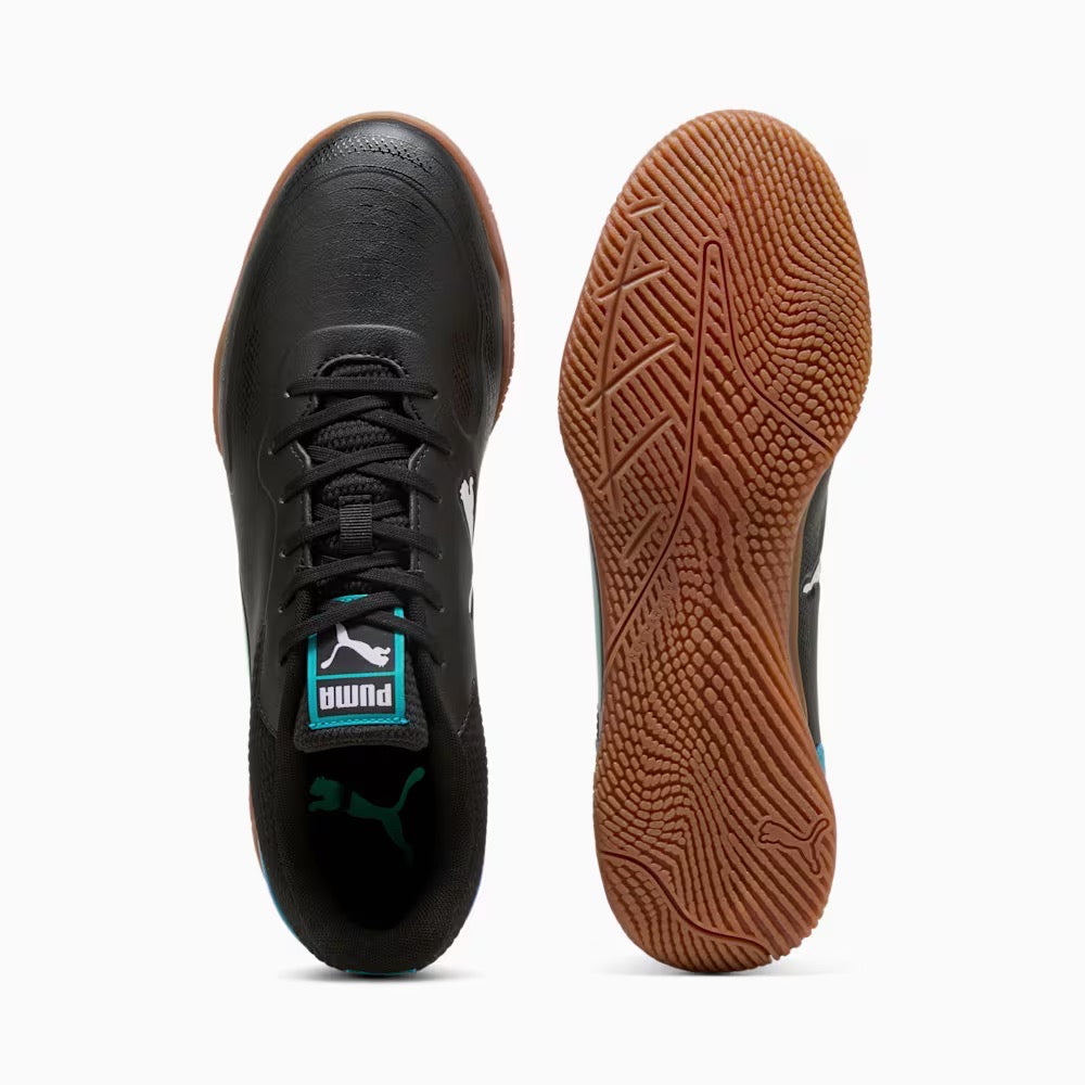 Puma Truco III IN Indoor Football Shoes for Men - Black/Aquatic/Tropical Blue/White - Lightweight Soccer Cleats for Indoor Training & Futsal Matches