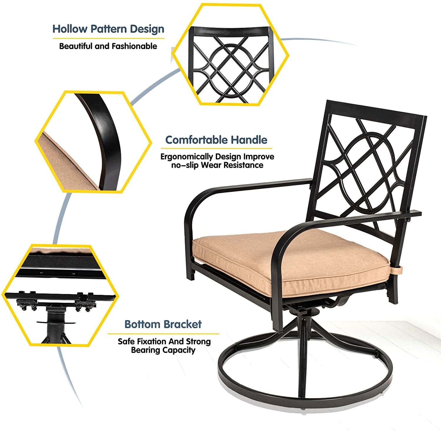5-Piece Outdoor Dining Set - 4 Metal Swivel Chairs & 37