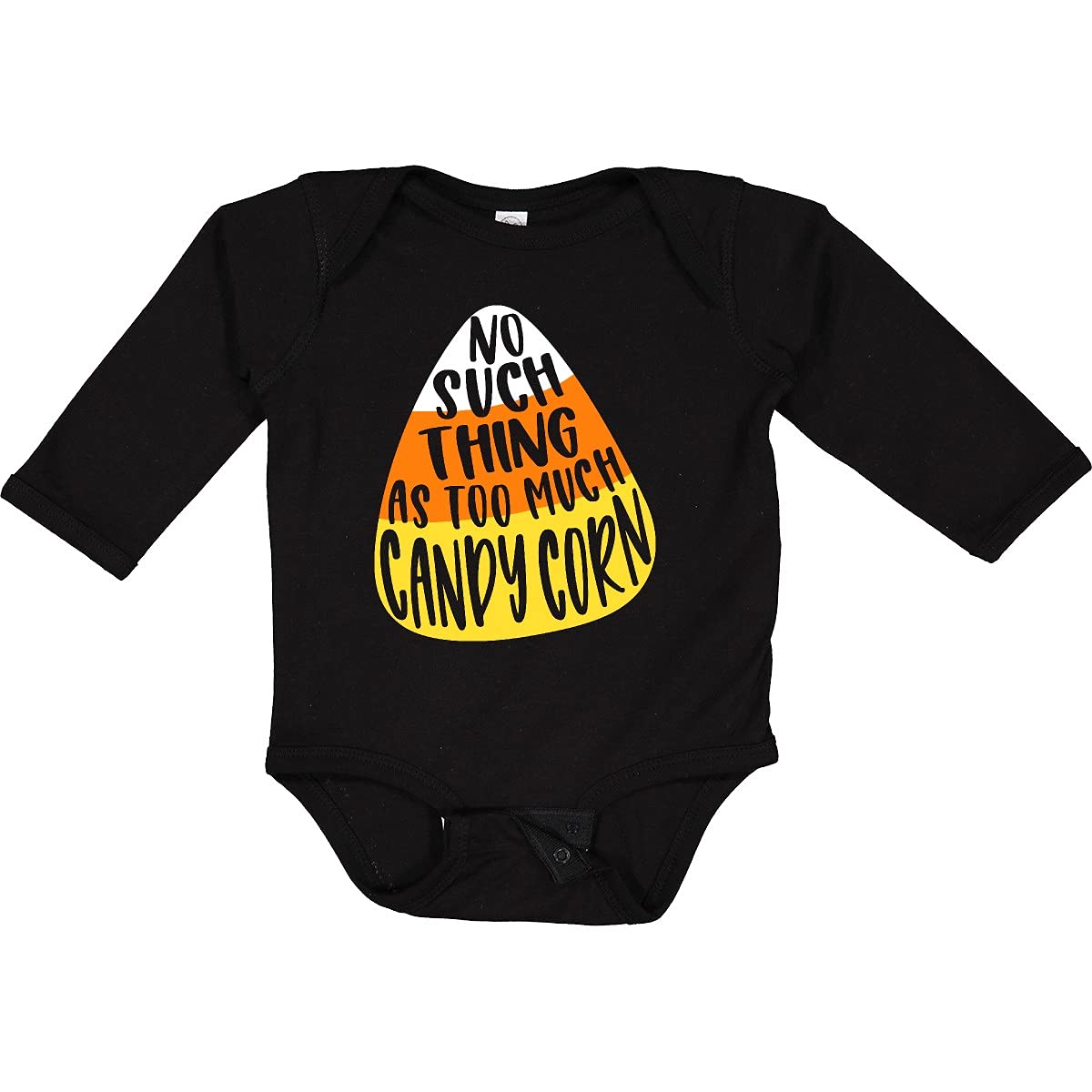 Inktastic Halloween Long Sleeve Creeper - No Such Thing As Too Much Candy Corn Design | Cute & Comfortable Costume for Trick or Treating, Halloween Parties & Festive Outfits
