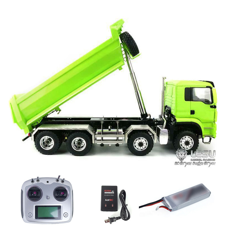 LESU 1/14 Scale 8x8 Hydraulic RC Dump Truck - Ready-to-Run Metal Radio Controlled Tipper Car with LED Lights & Sound System - Perfect for Construction Site Play, Off-Road Adventure and Collectors Display