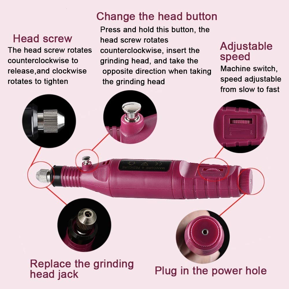 20000RPM Electric Nail Drill Machine Kit - Professional Variable Speed Manicure Pedicure Tool with Rotary Carver & Deep Drill Bits for Salon & Home Nail Art | Perfect for Acrylic, Gel, Dip Powder & Natural Nails