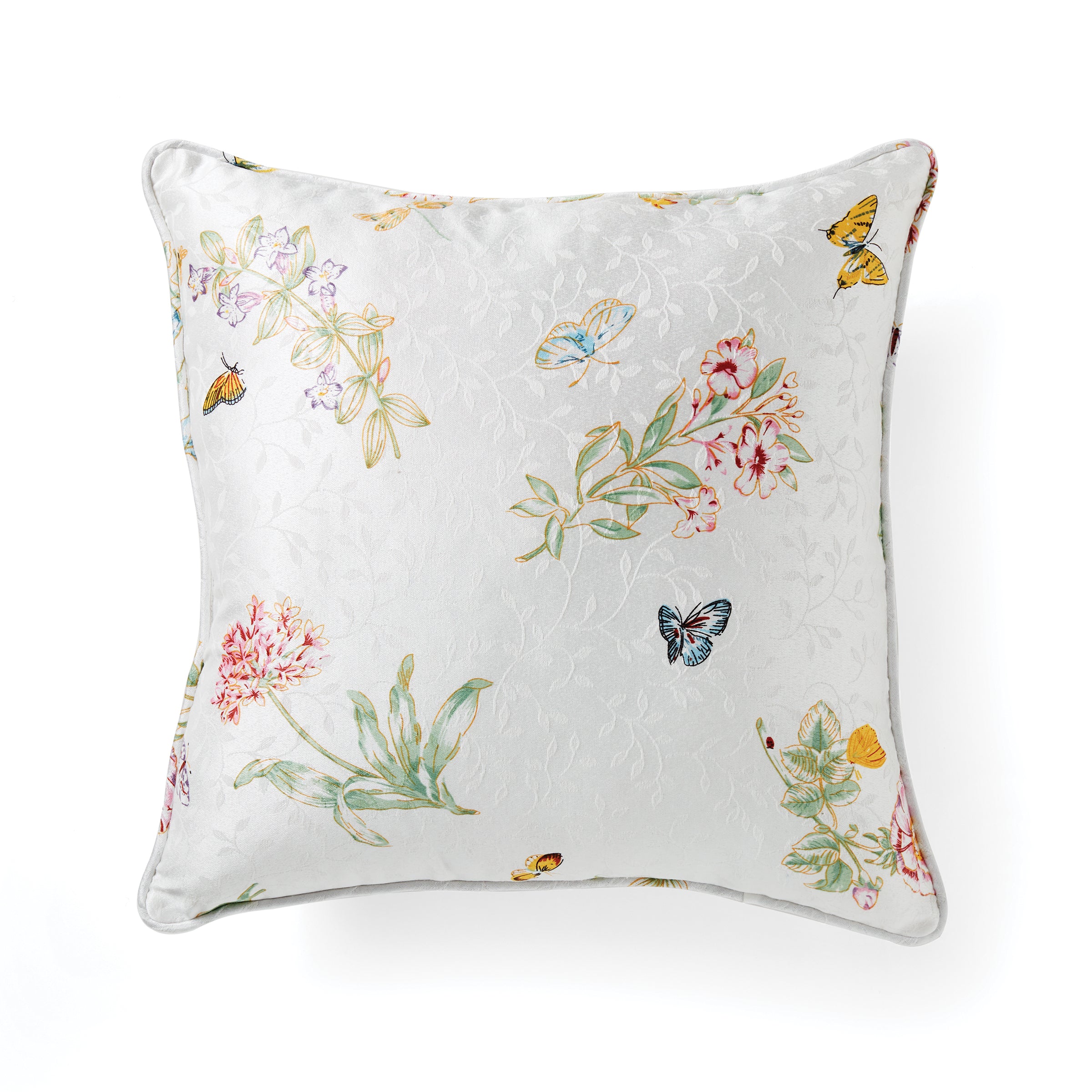 Butterfly Meadow Decorative Throw Pillow 18x18 Inches - Soft Floral Cushion for Living Room, Bedroom & Outdoor Decor