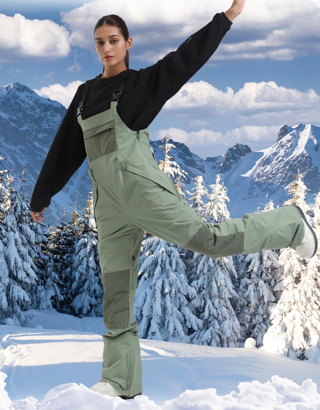 Women's Waterproof Snowboard Bib Overalls - Windproof Insulated Snow Pants for Skiing & Winter Sports | Warm Snowboarding Gear for Outdoor Adventures