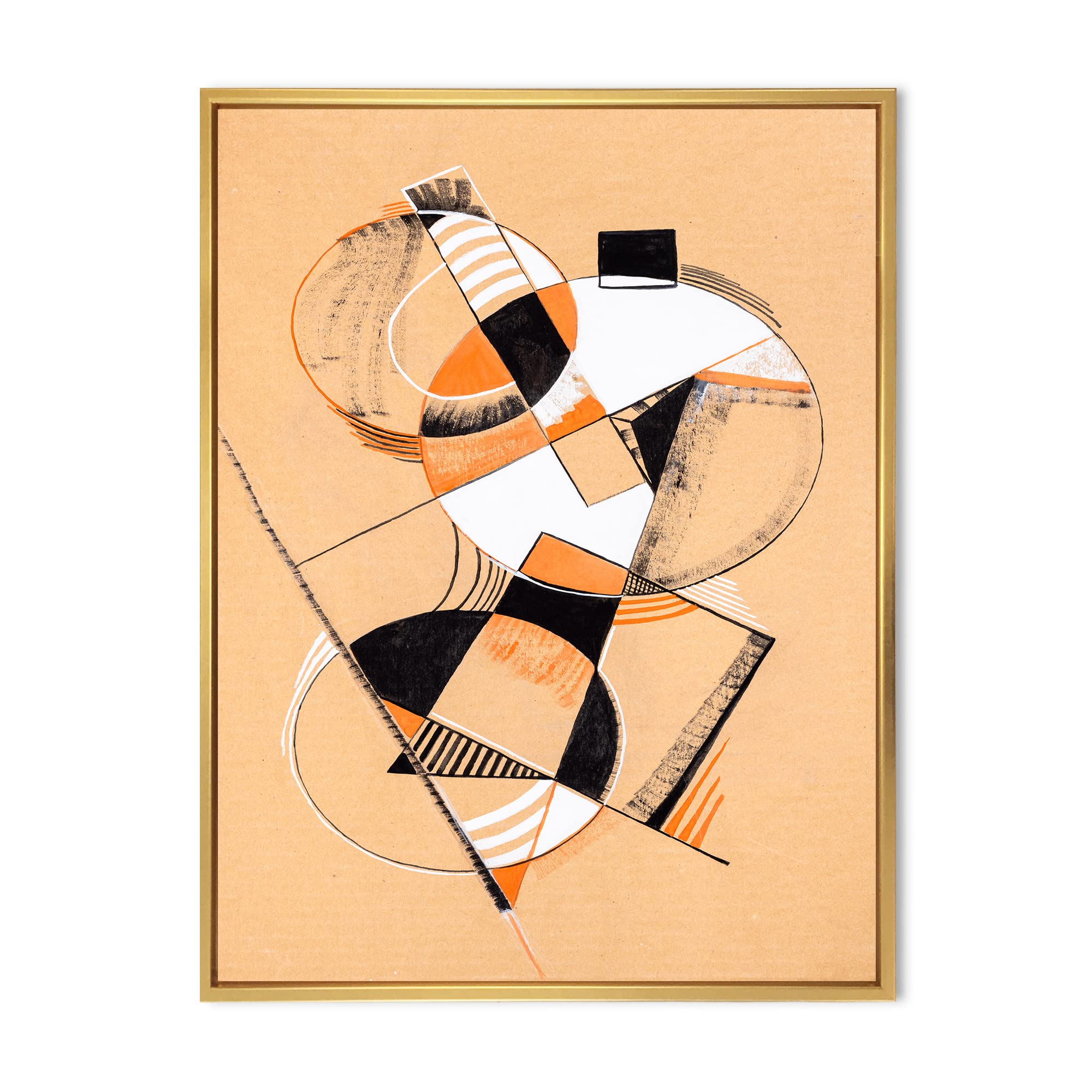 DesignQ Colored Geometric Abstract Compositions V - Modern Framed Canvas Wall Art Print for Living Room, Bedroom & Office Decor | Contemporary Home Wall Decor | Ready to Hang