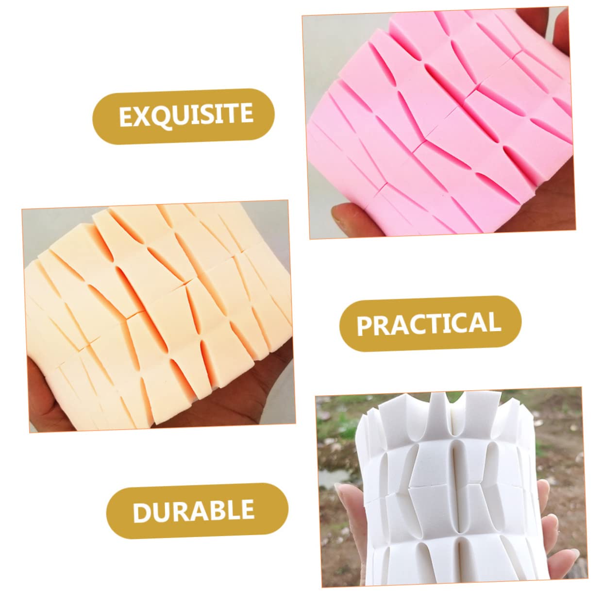 Beautyful 3-Pack Triangle Makeup Sponges - Soft Hydrophilic Polyurethane Foundation Blending Puff for Liquid, Powder & Cream Cosmetics | Perfect for Flawless Base, Contouring & Baking | Ideal for Professional Makeup Artists & Home Beauty Routines