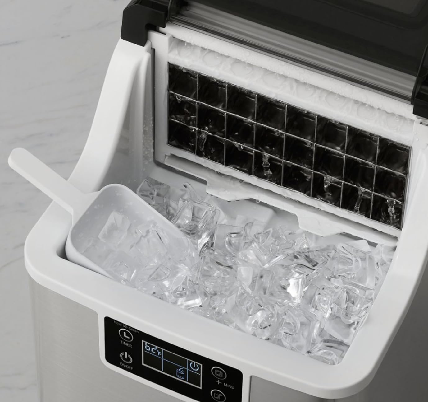 INSIGNIA Clear Ice Maker - Countertop Ice Machine for Home, Bar & Office | Fast & Quiet Ice Production | Perfect for Cocktails, Drinks & Entertaining