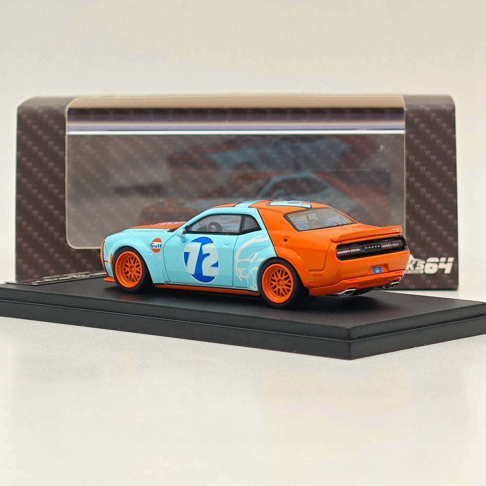 1:64 Scale Dodge SRT Hellcat Muscle Car Diecast Model - Gulf Livery Collectible Toy for Display & Racing Enthusiasts | Perfect for Car Collections, Office Decor & Kids Playtime