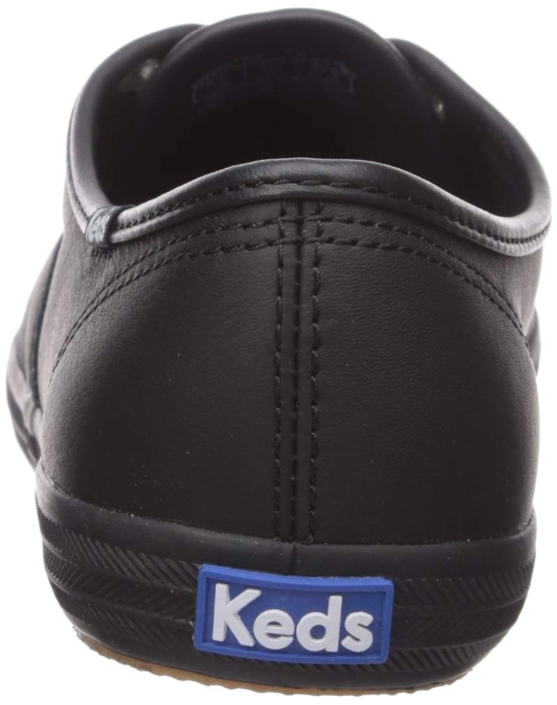 Keds Women's Champion Black Leather Wide Width Sneakers Size 13 - Comfortable Casual Shoes for Walking, Work & Everyday Wear