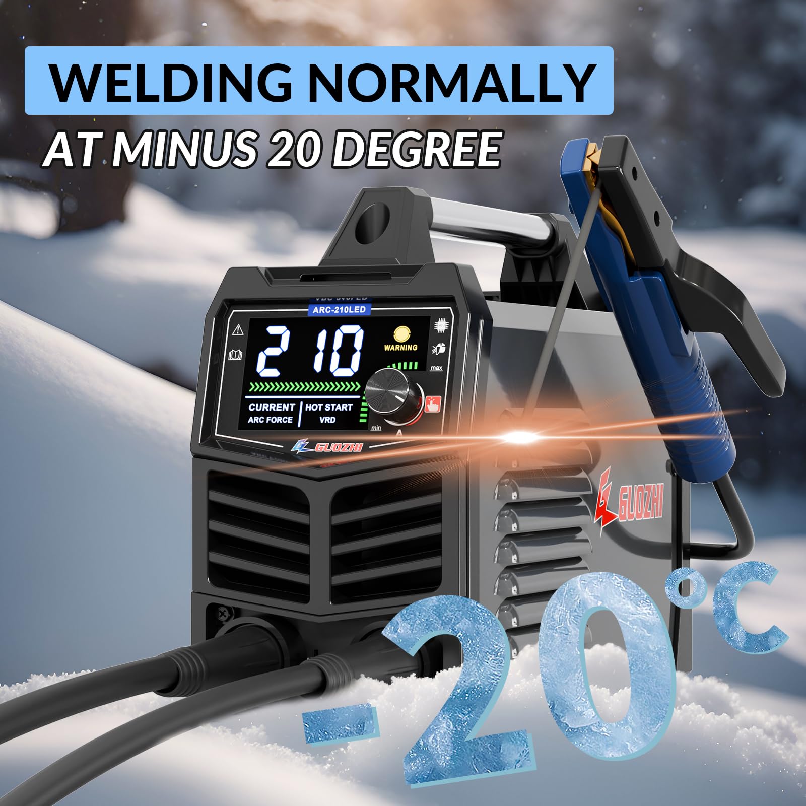 GZ GUOZHI 210Amp IGBT Inverter Welding Machine with Large LED Display - Dual Voltage 110V/220V, Portable MMA ARC Stick Welder with Hot Start - Ideal for Home DIY, Metal Fabrication, and Automotive Repairs