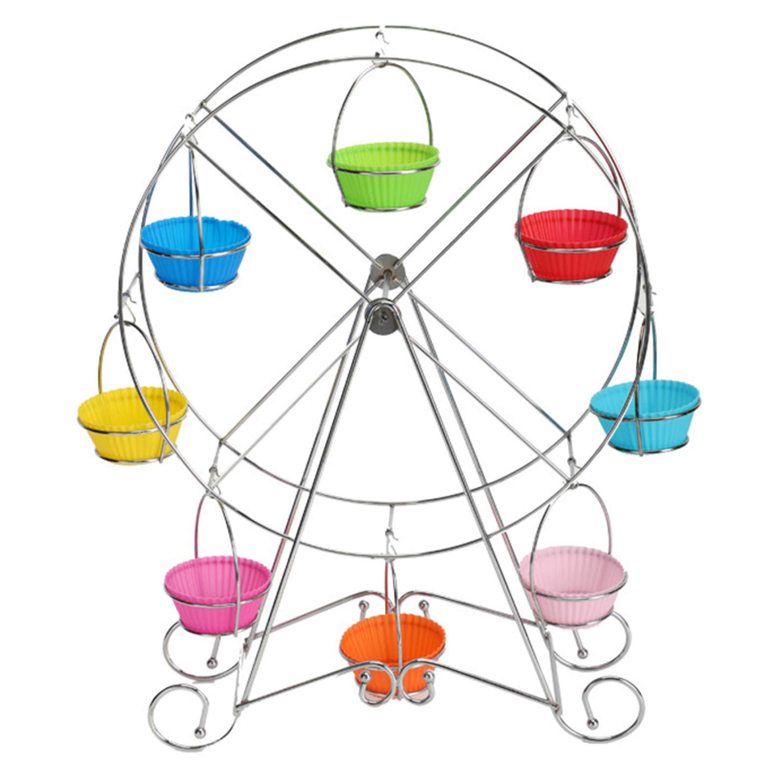 Stainless Steel Rotating Ferris Wheel Cake Stand - 8 Cup Cupcake Display Holder for Wedding, Party & Dessert Serving | Perfect for Birthday Celebrations, Bridal Showers & Buffet Displays