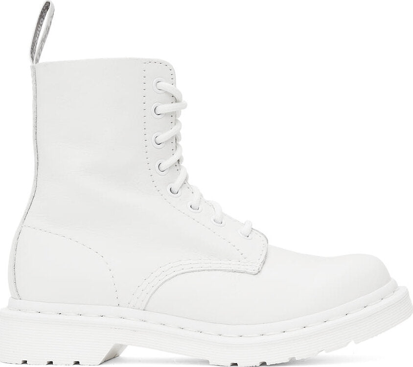 Dr. Martens 1460 Pascal Mono Virginia Leather Boots for Women - Classic 8-Eye Ankle Boots for Everyday Wear & Fashion Outfits