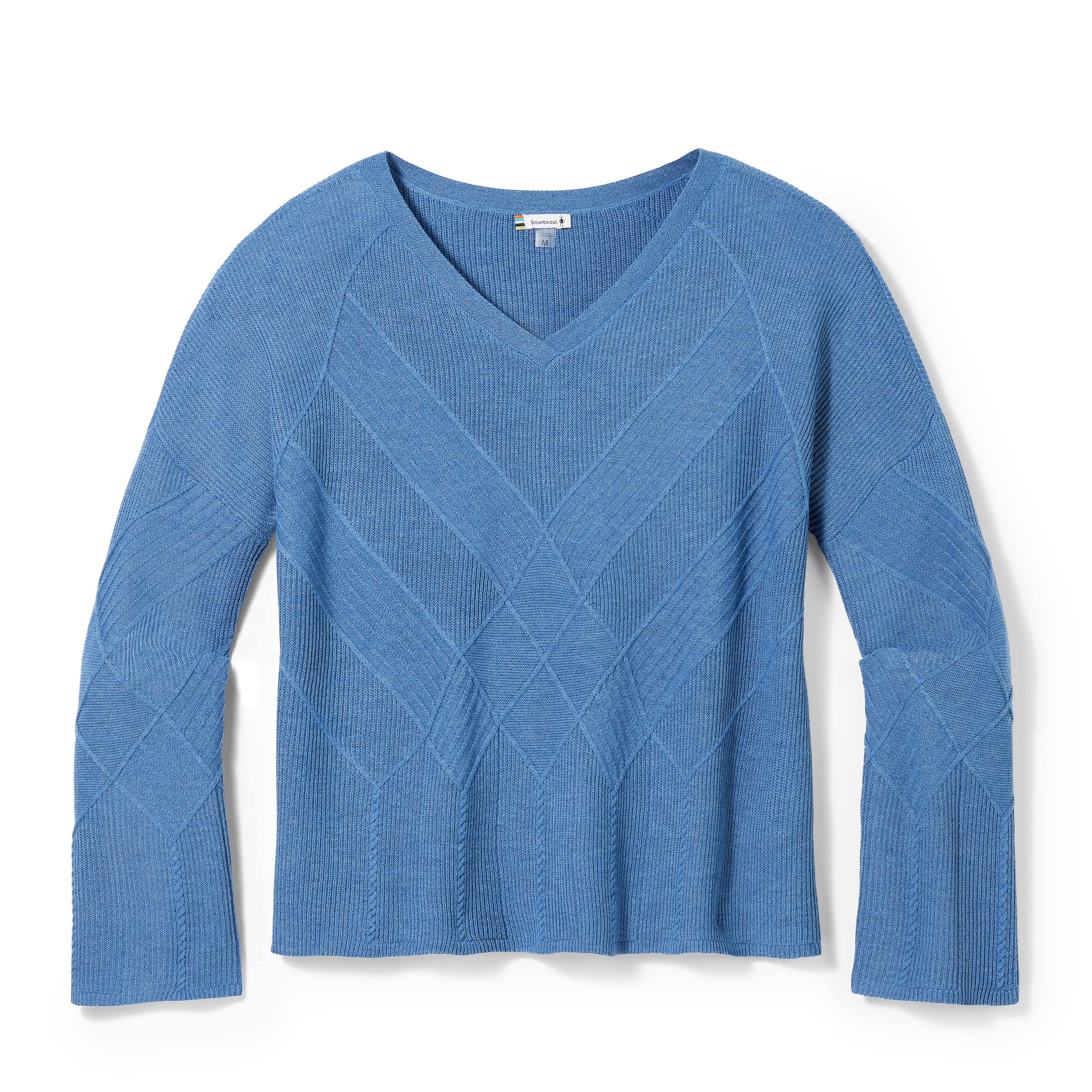 Smartwool Women's Merino Wool V-Neck Sweater - Shadow Pine Cable Knit, Regular Fit for Warmth & Comfort | Perfect for Outdoor Adventures, Casual Wear & Cold Weather Layering