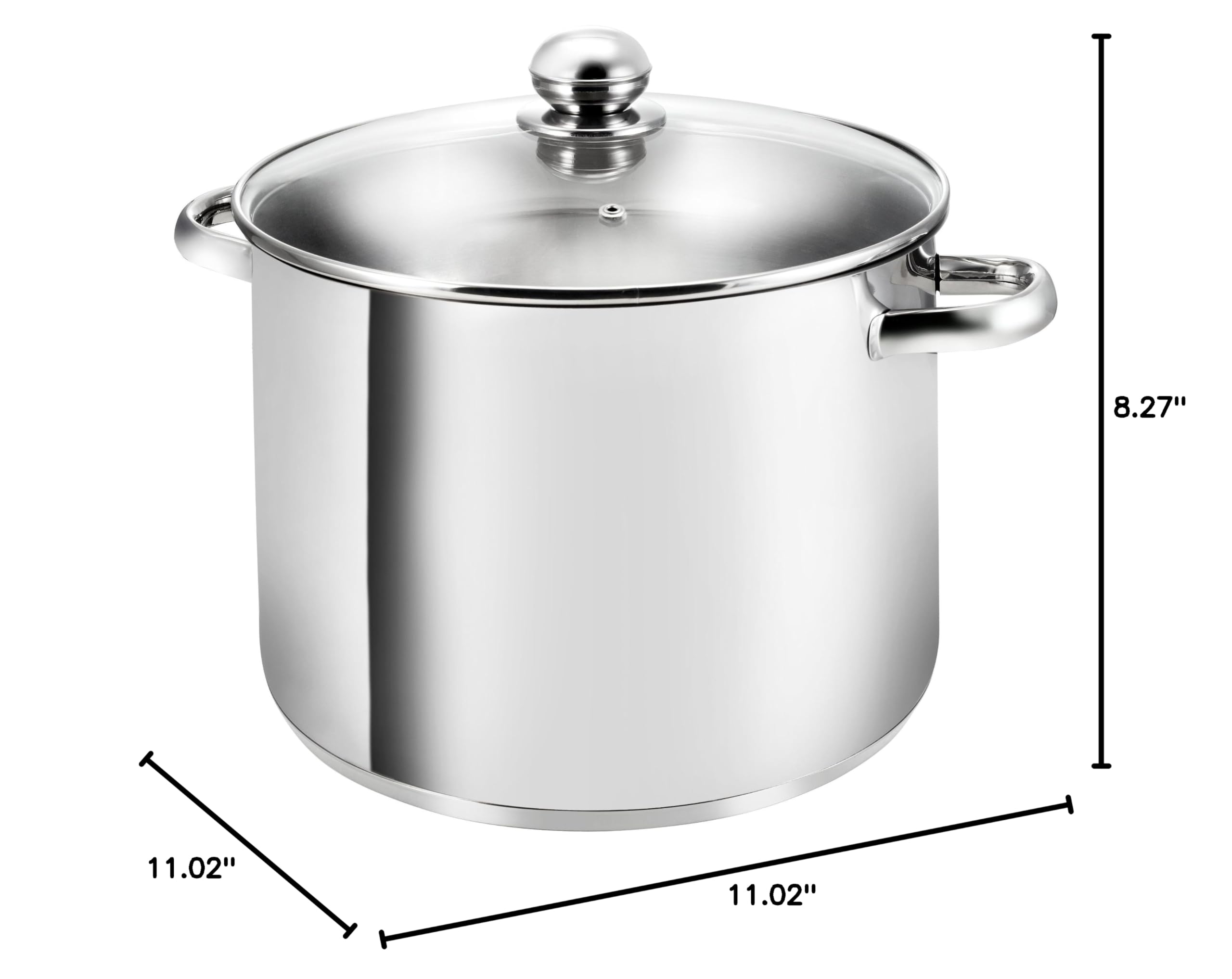 KOPF Gigant 12.5L Large Stainless Steel Cooking Pot with Glass Lid - 28cm Diameter, 21cm Height - Perfect for Family Meals, Soup Making & Bulk Cooking