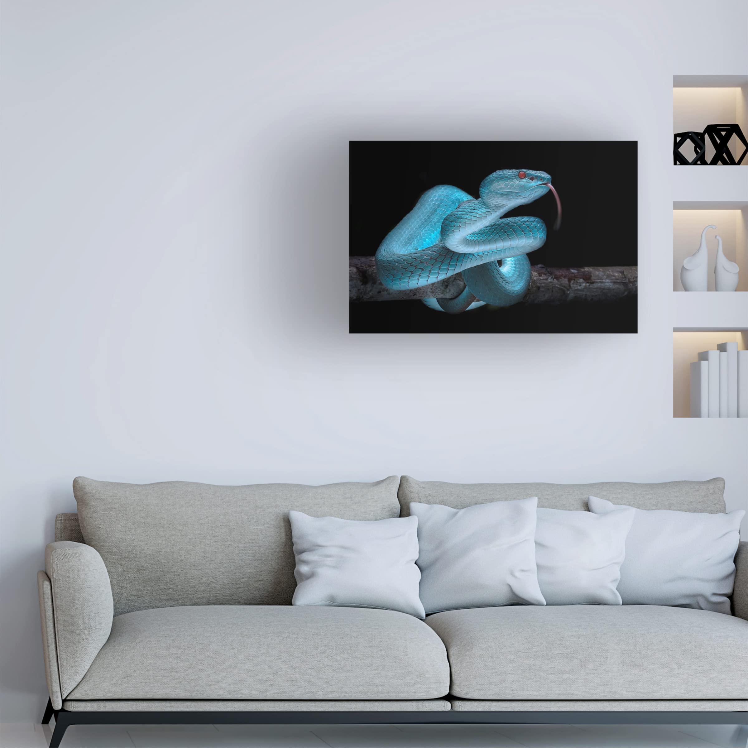 Trademark Fine Art 'Venomous Blue Viper Snake' Canvas Wall Art Print by Fauzan Maududdin - Perfect for Home Decor, Office & Living Room Wall Art