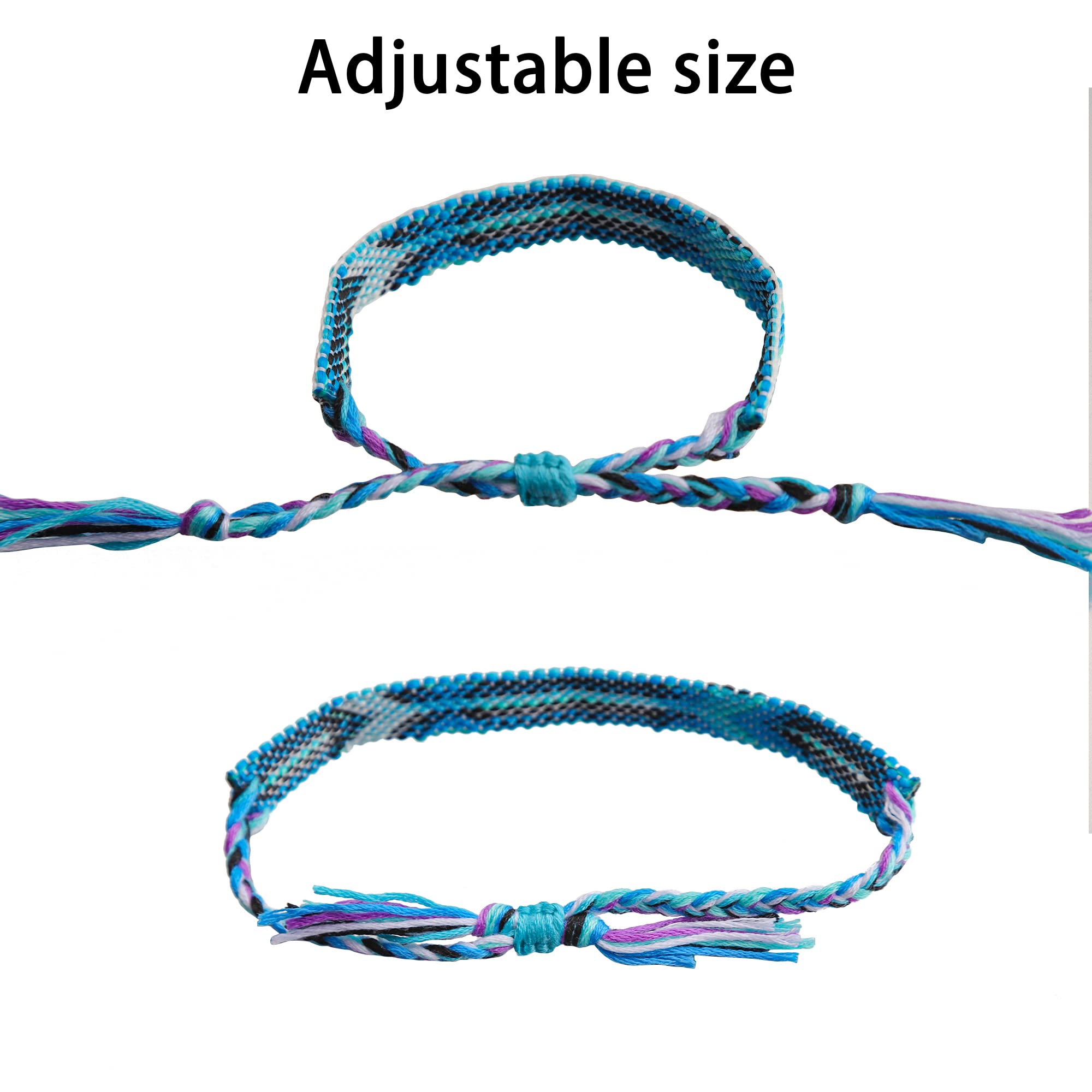 Andblue 12 Pcs Handmade Nepal Woven Friendship Bracelets - Adjustable Braided String Bracelets for Women & Girls - Bulk Pack for Gifts, Parties, Festivals & Everyday Wear