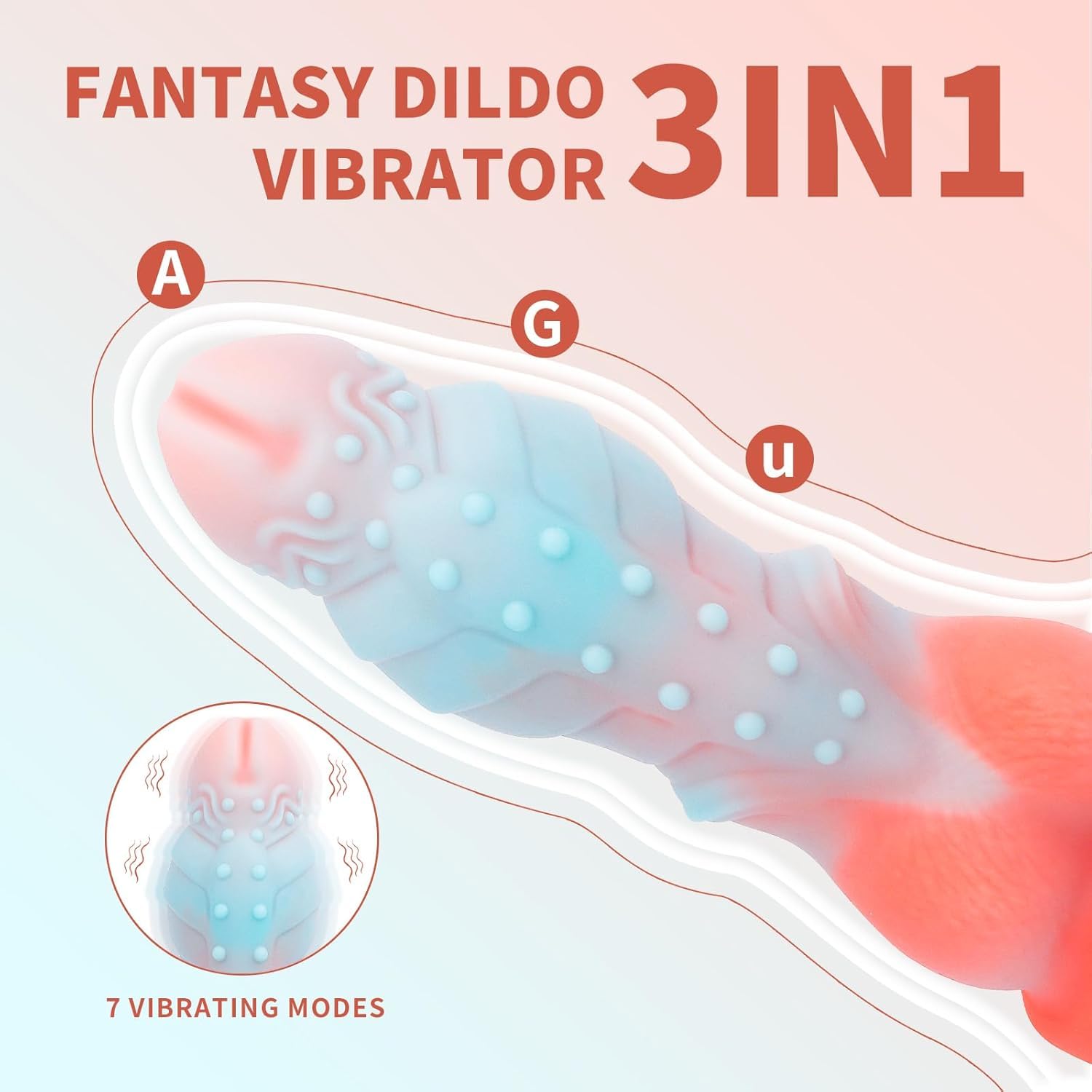 Fantasy Knot Dildo - 9 Inch Large Thick Vibrating Sex Toy with 7 Powerful Modes for G-Spot & Anal Stimulation - Adult Pleasure Toy for Men & Women - Perfect for Solo Play, Couples & BDSM Scenes