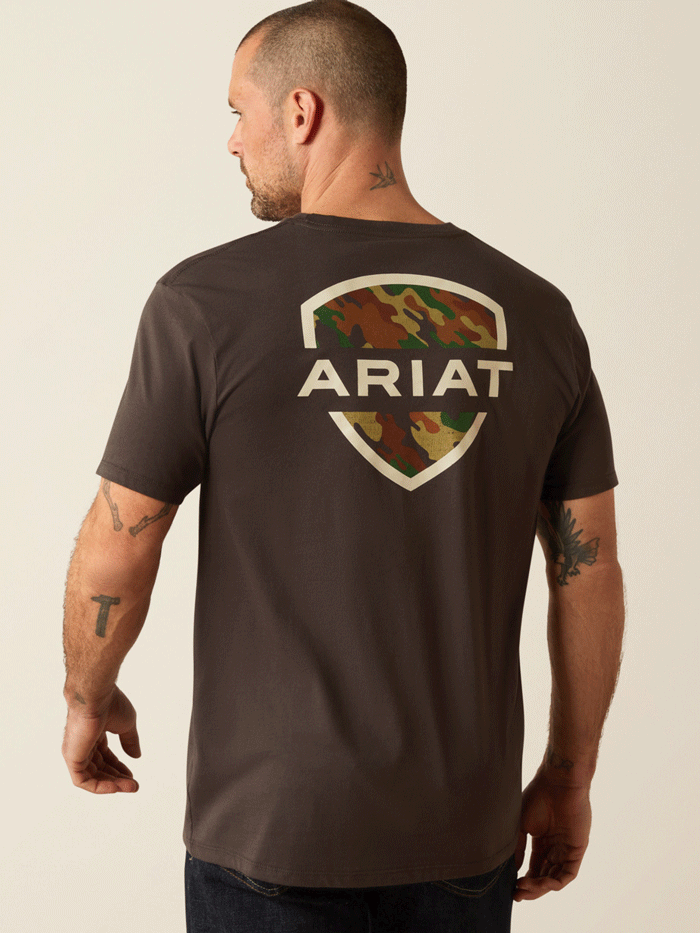 Ariat Men's Ambush Camo T-Shirt - Charcoal Camouflage Cotton Tee for Outdoor Hunting & Casual Wear