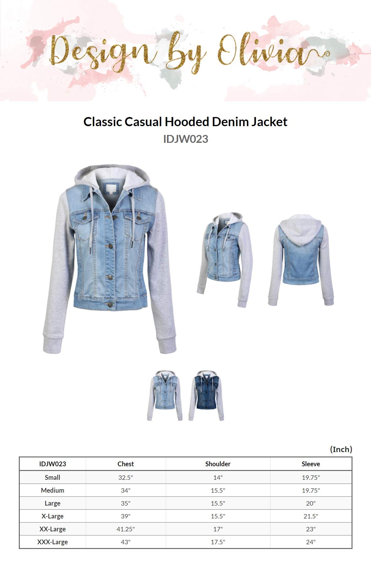 Olivia Women's Classic Casual Hooded Denim Jacket - Stylish Lightweight Denim Coat for Everyday Wear | Perfect for Spring Outfits, Weekend Errands & Coffee Dates