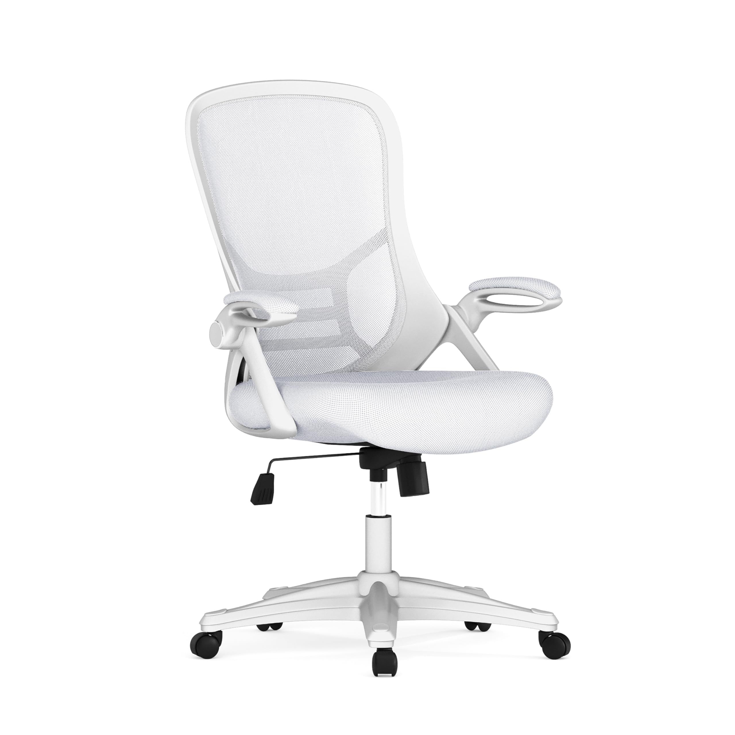 Flash Furniture Porter High-Back Swivel Office Chair with Adjustable Lumbar Support & Height - Ergonomic Mesh Desk Chair with Flip-Up Armrests, White - Perfect for Home Office, Gaming & Workspaces
