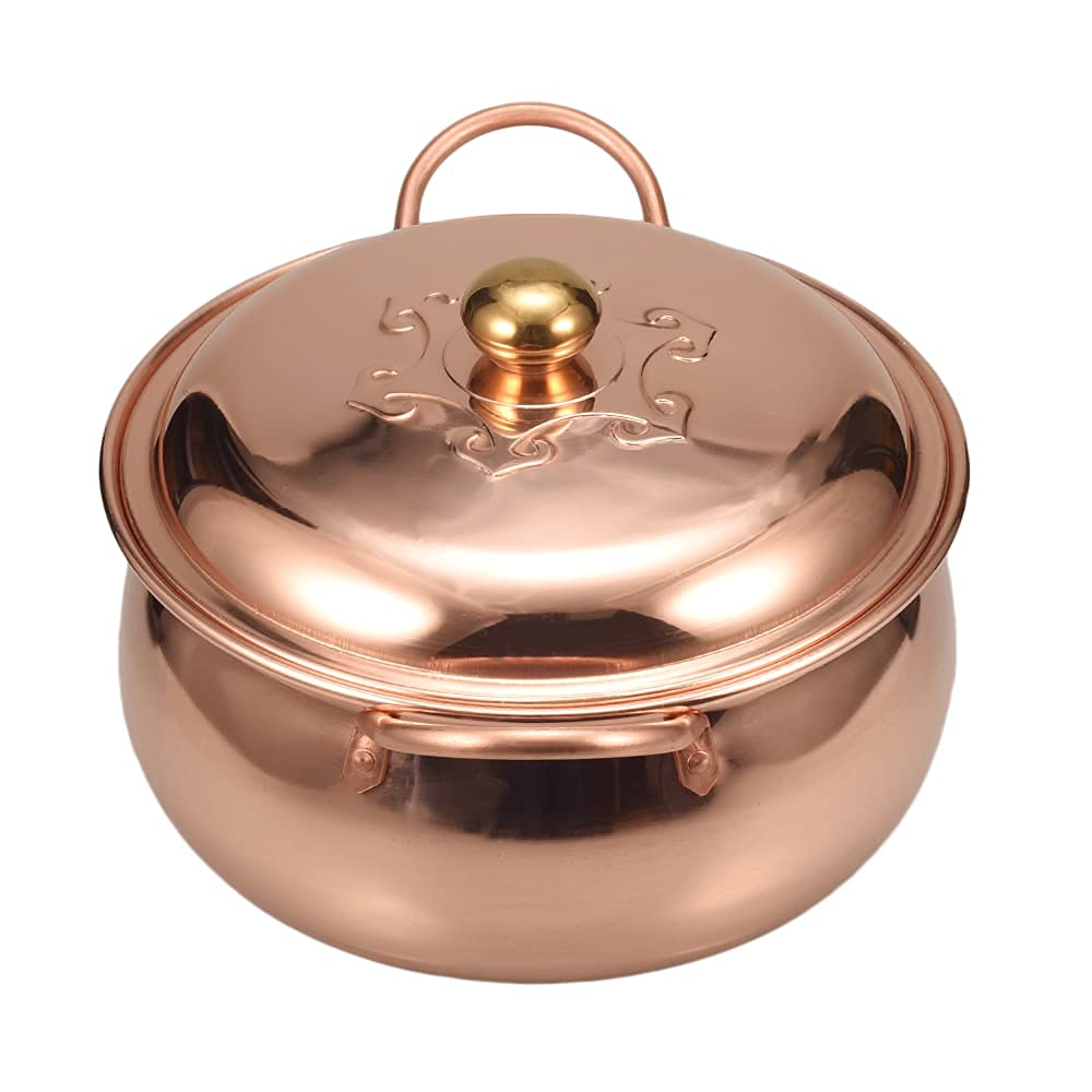 Handmade Pure Copper Goulash Kettle - 24cm Deep & Thick Copper Stock Pot for Gas Stove | Perfect for Soups, Stews & Traditional Cooking