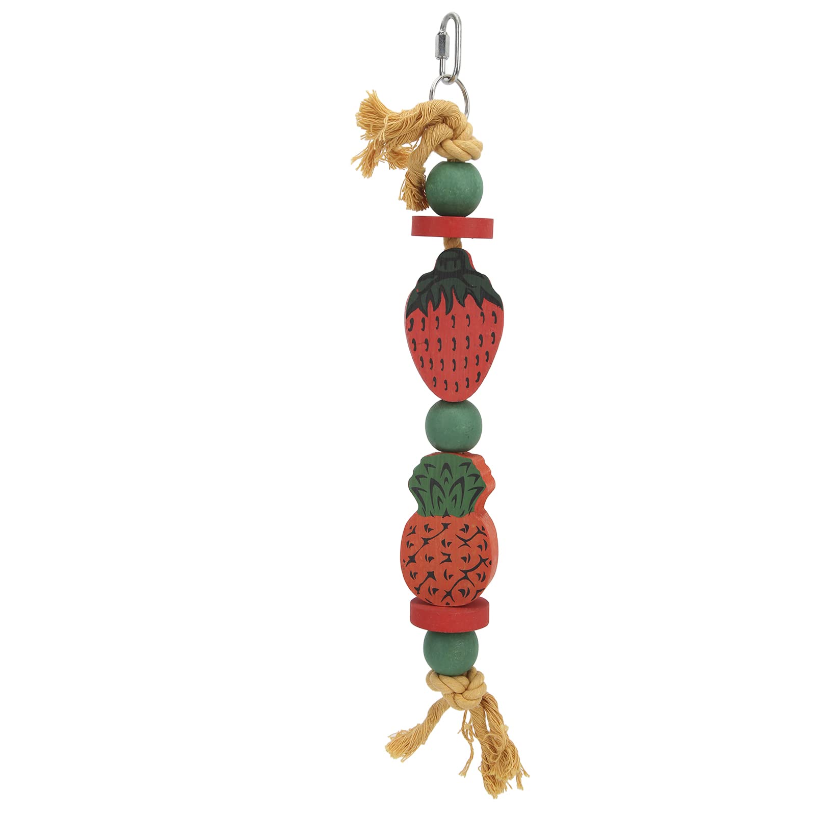 Strawberry-Shaped Wooden Chewing Toy for Parrots - Natural Bird Chewing Blocks & String Toys for Small & Medium Birds - Perfect for Playtime & Beak Exercise