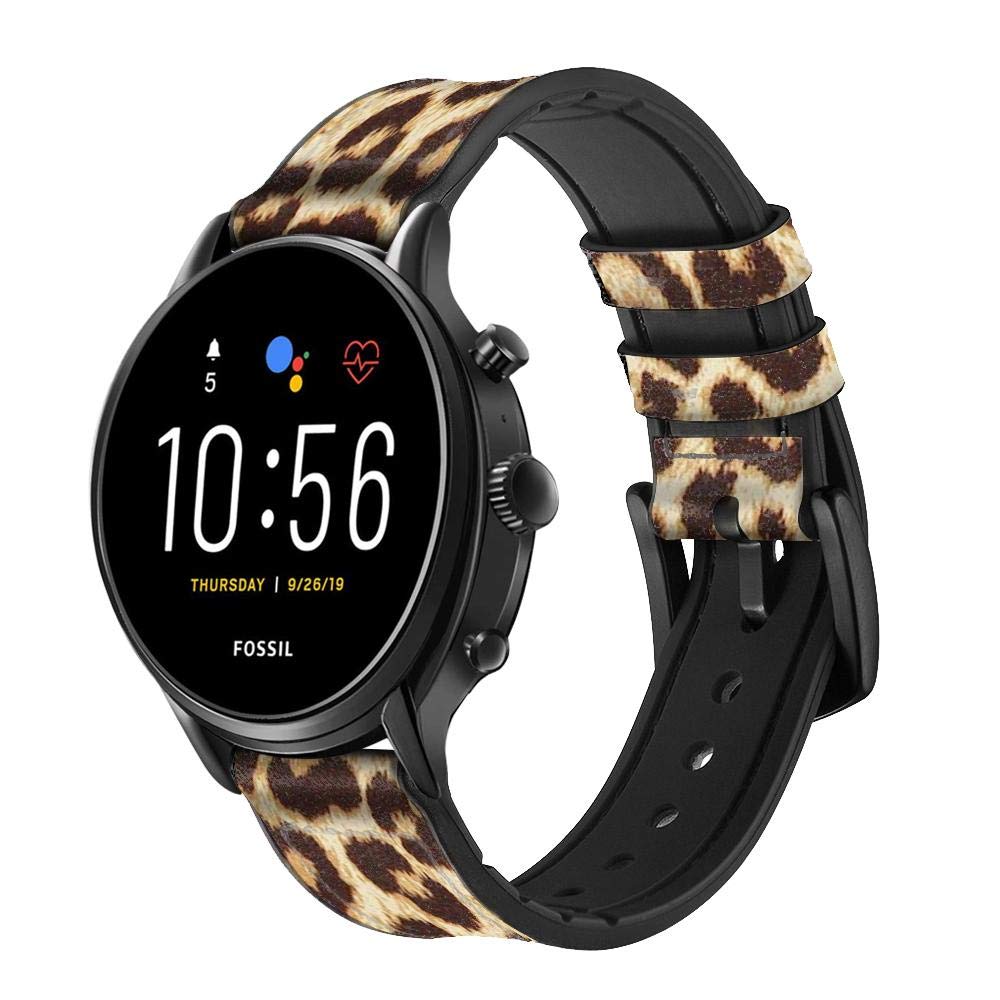 Leopard Print Leather Smart Watch Band for Fossil Gen 5E/4 - 18mm for Women's Hybrid Smartwatch | Gym & Office Wear