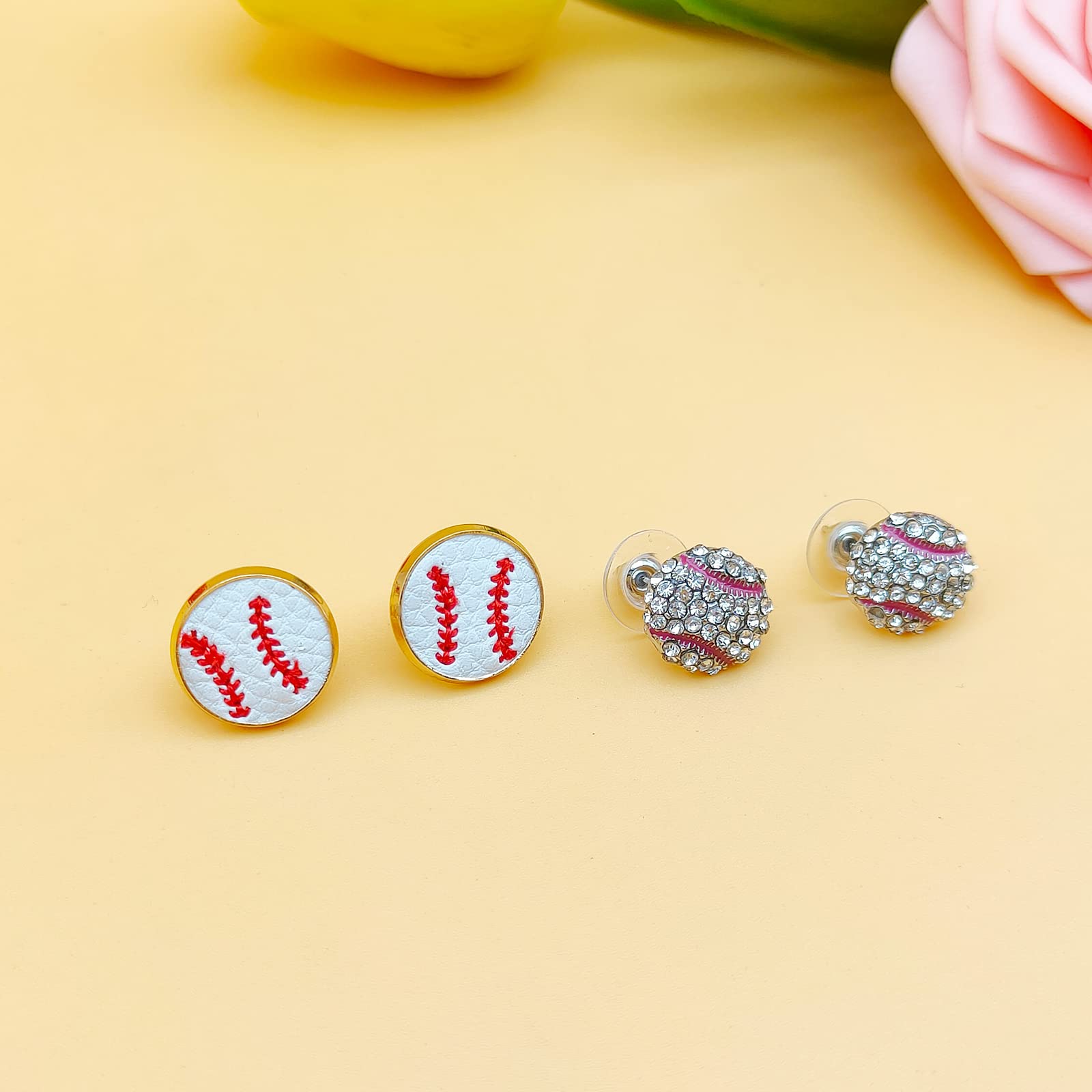 4 Pairs Baseball Dangle Earrings for Women - Perfect Baseball Fan Gift for Moms, Players & Coaches - Great for Games, Parties & Sports Events